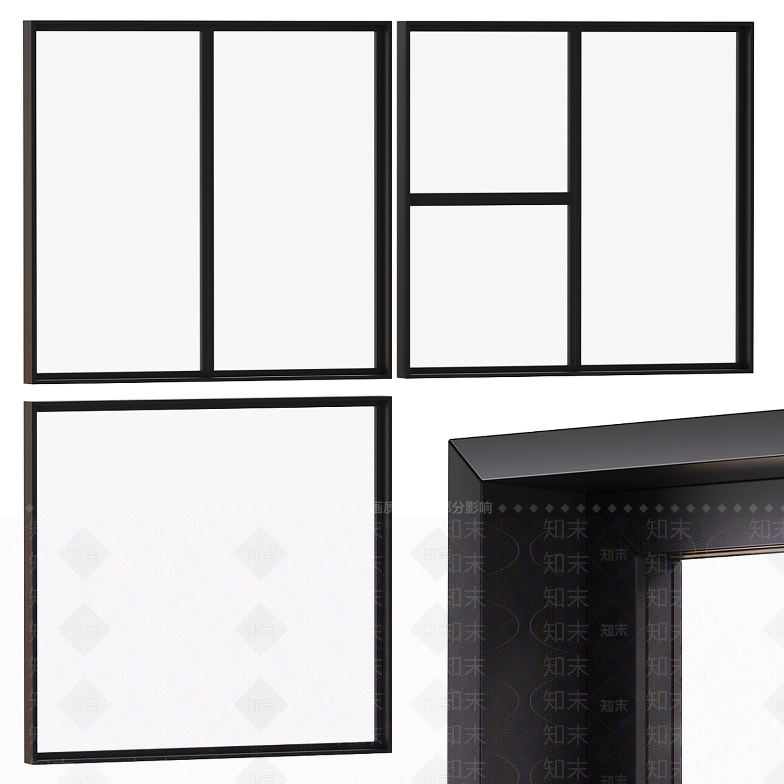 现代窗3D模型渲染效果图