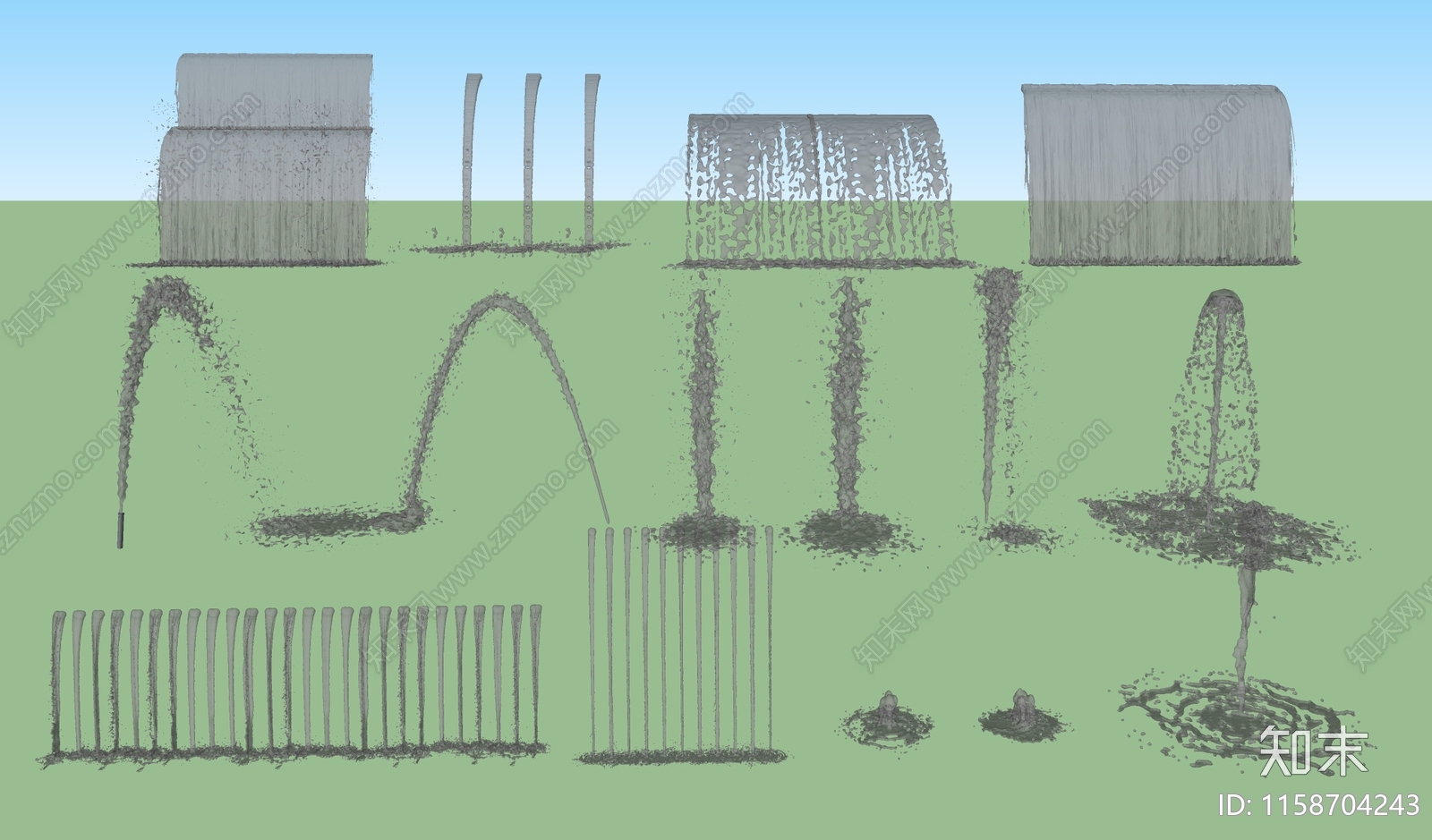 现代喷泉SU模型下载【ID:1158704243】