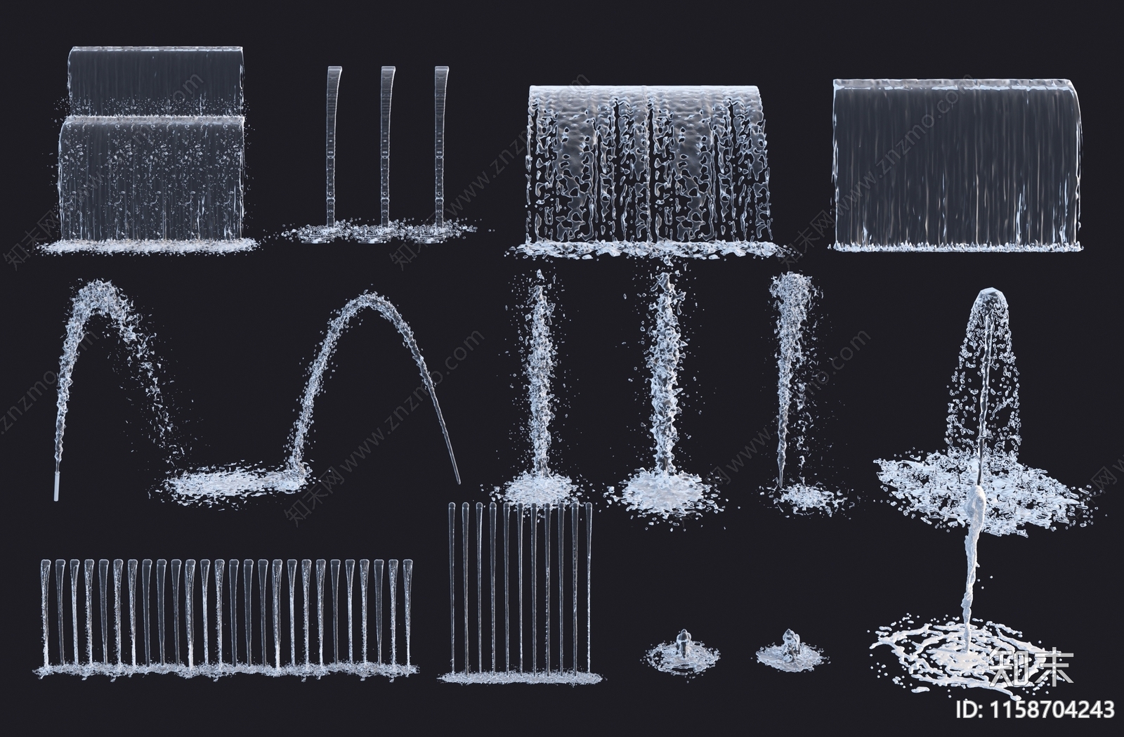 现代喷泉SU模型下载【ID:1158704243】