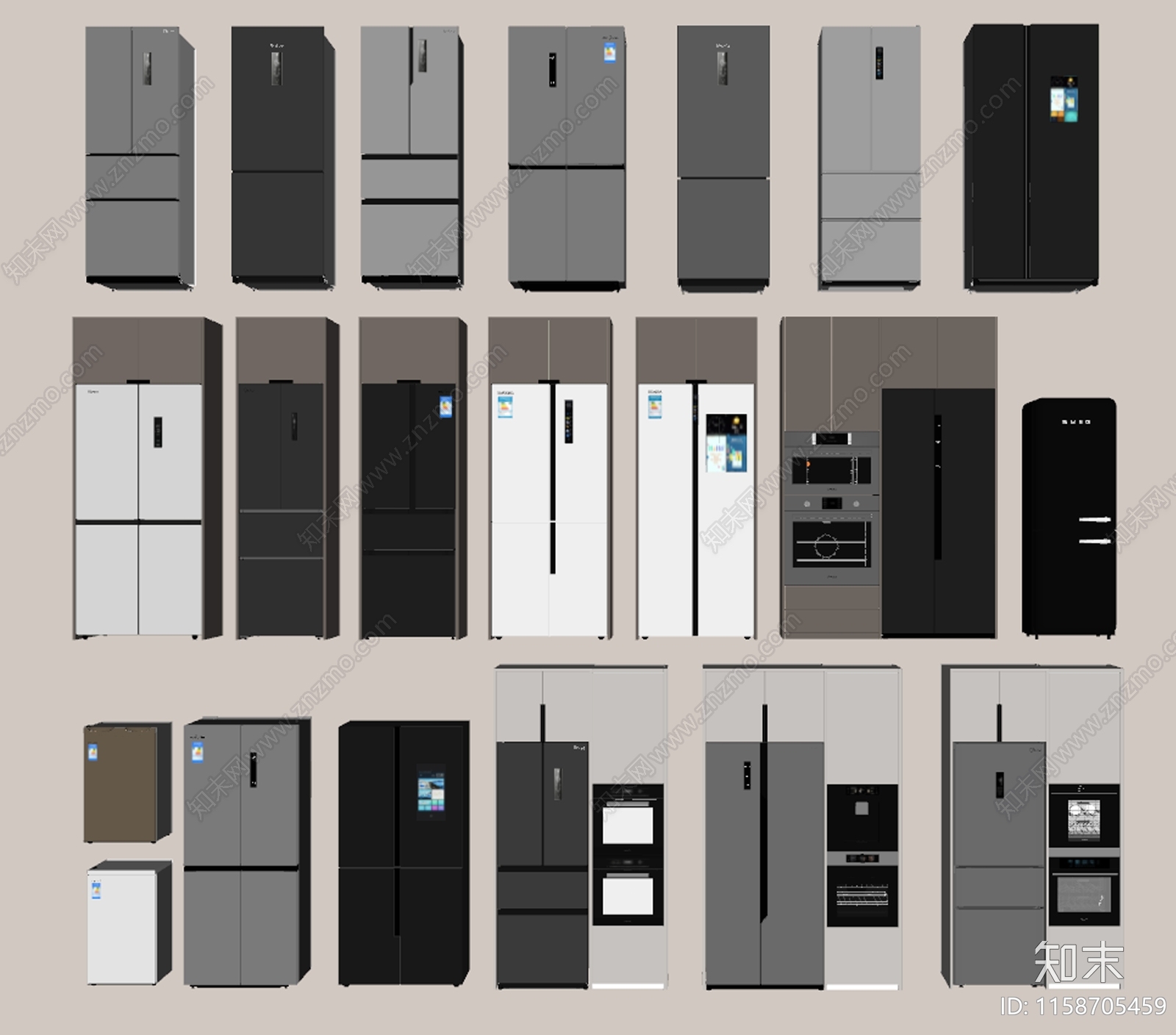 现代冰箱组合SU模型下载【ID:1158705459】