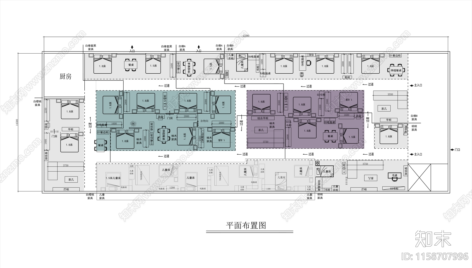 600㎡国际家具展厅平面布置图施工图下载【ID:1158707996】