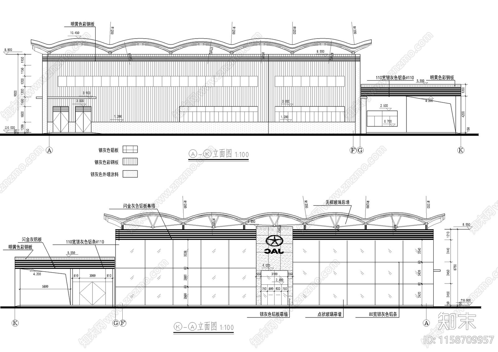 现代汽车展厅建筑施工图下载【ID:1158709957】