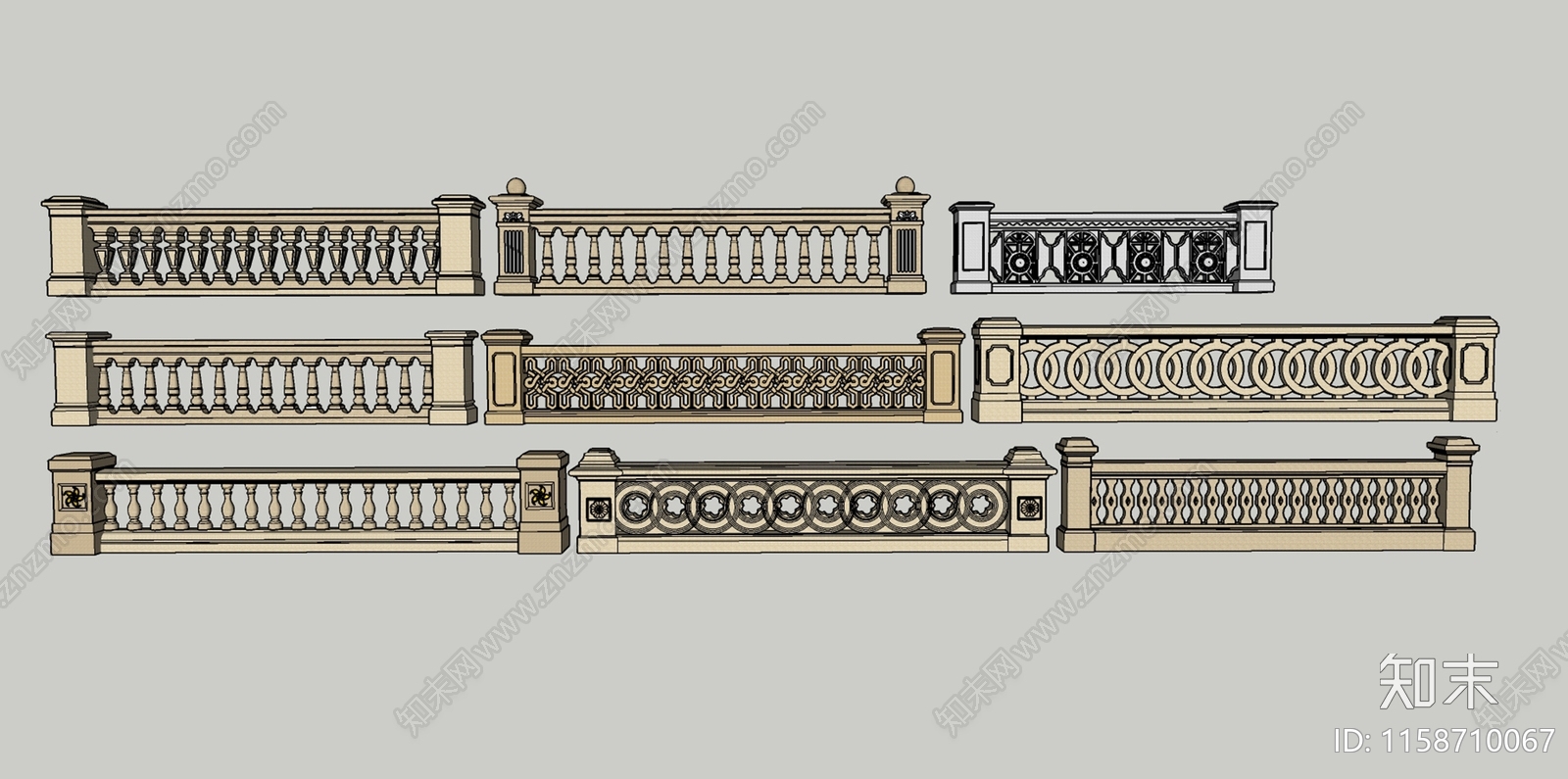 欧式护栏组合SU模型下载【ID:1158710067】