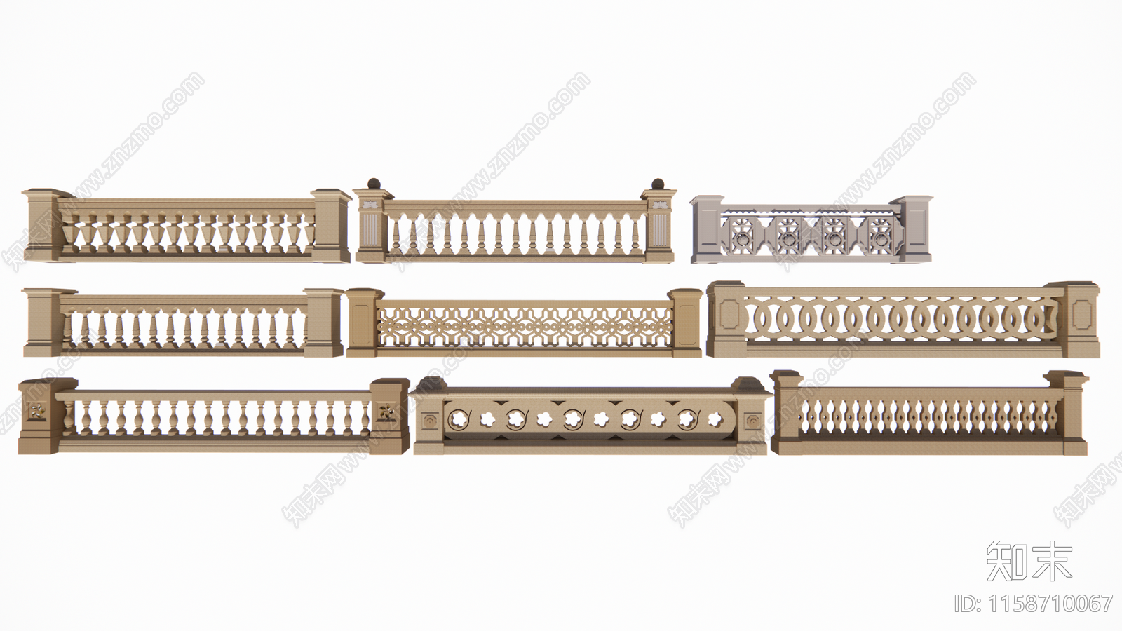 欧式护栏组合SU模型下载【ID:1158710067】