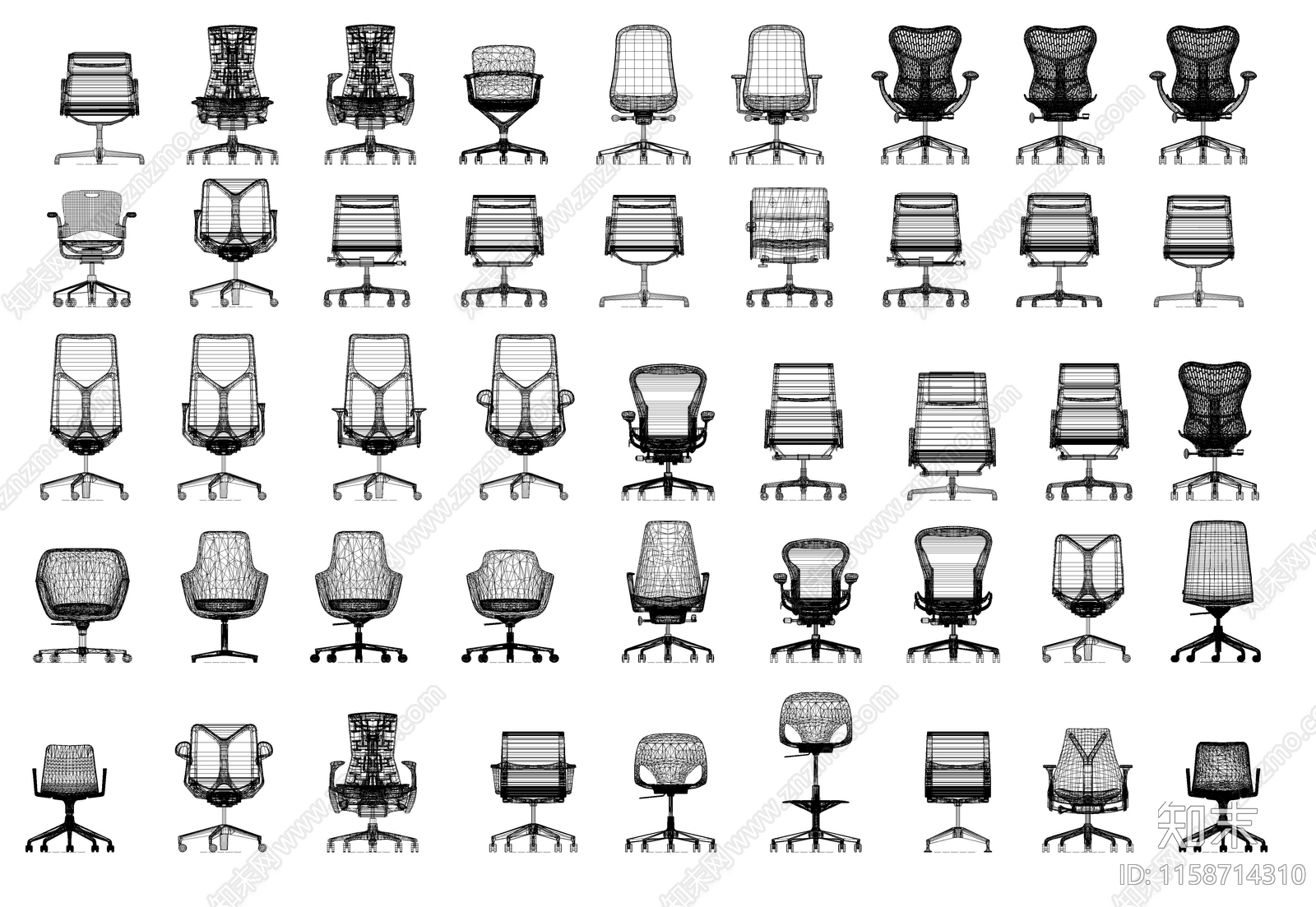 现代三维椅子图库施工图下载【ID:1158714310】