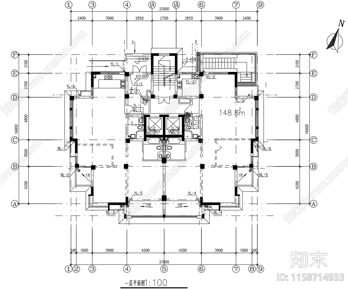 15层住宅楼给排水设计图纸cad施工图下载【ID:1158714933】