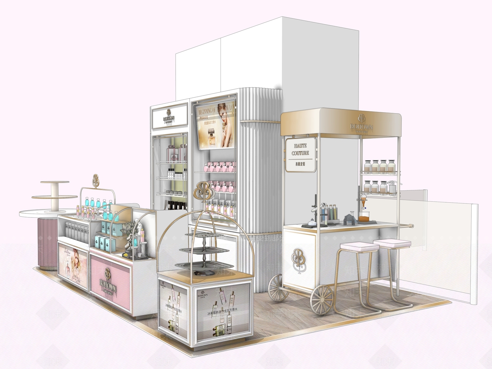 法式香水陈列柜SU模型下载【ID:1158715017】