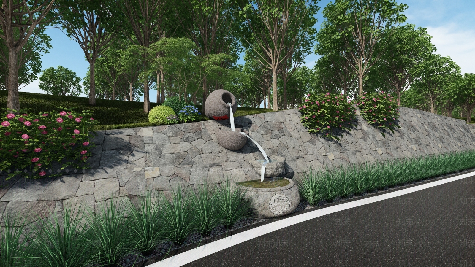 现代跌水SU模型下载【ID:1158719630】
