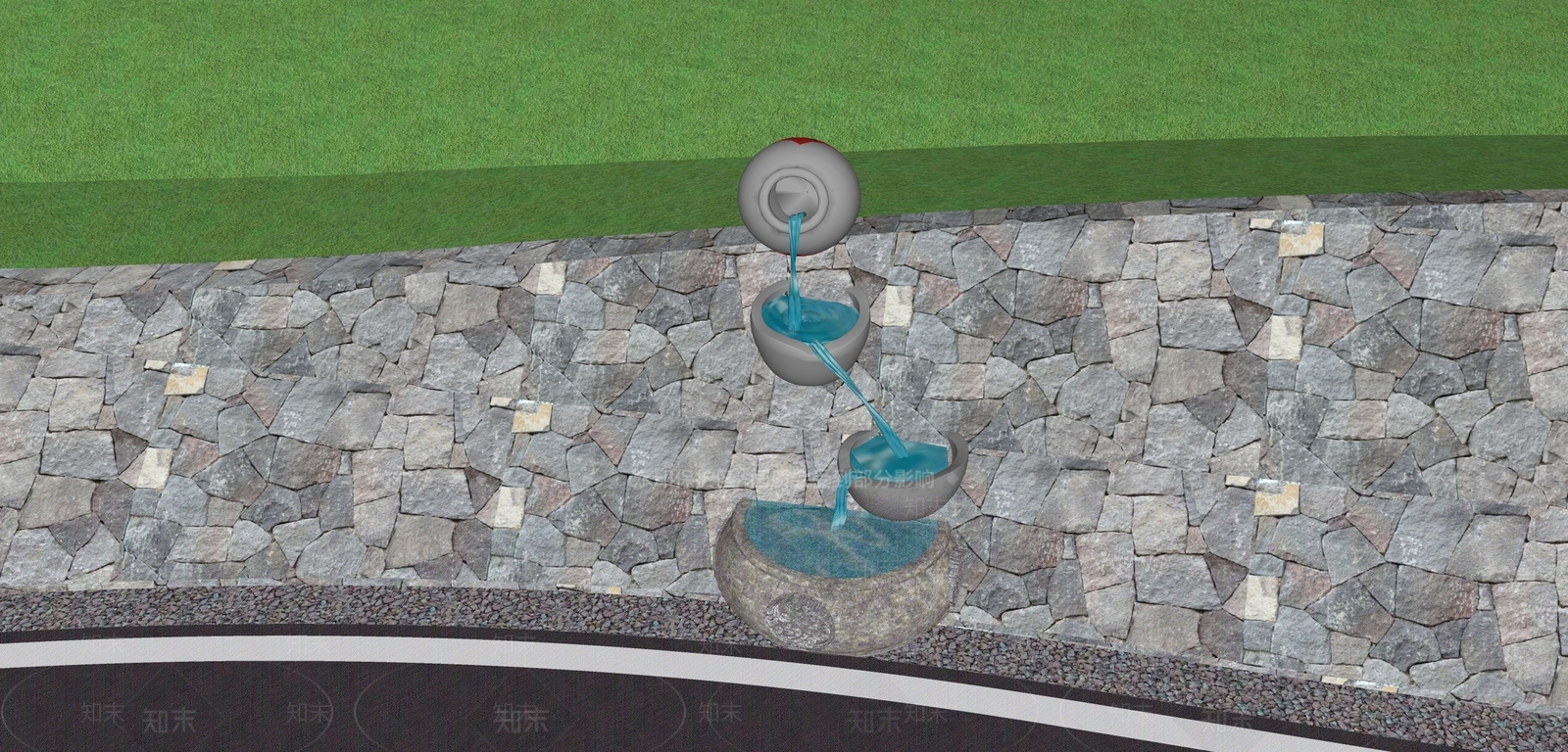 现代跌水SU模型下载【ID:1158719630】