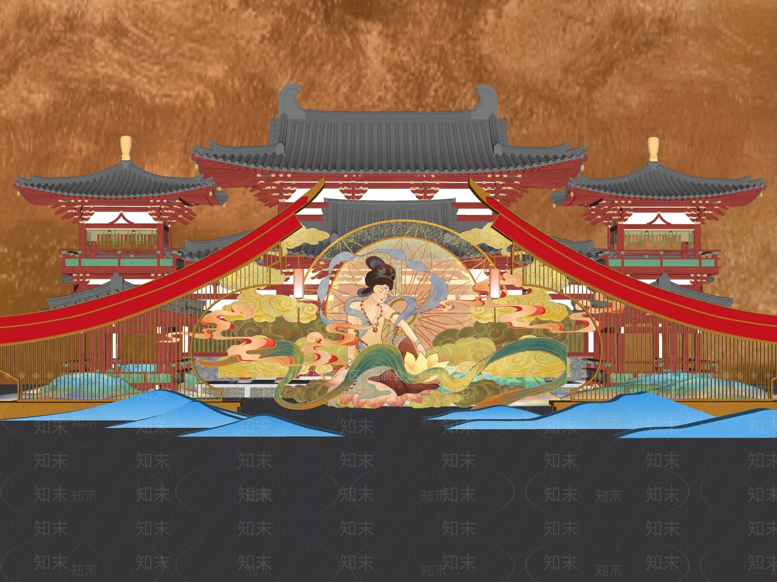 新中式国潮美陈SU模型下载【ID:1158721886】