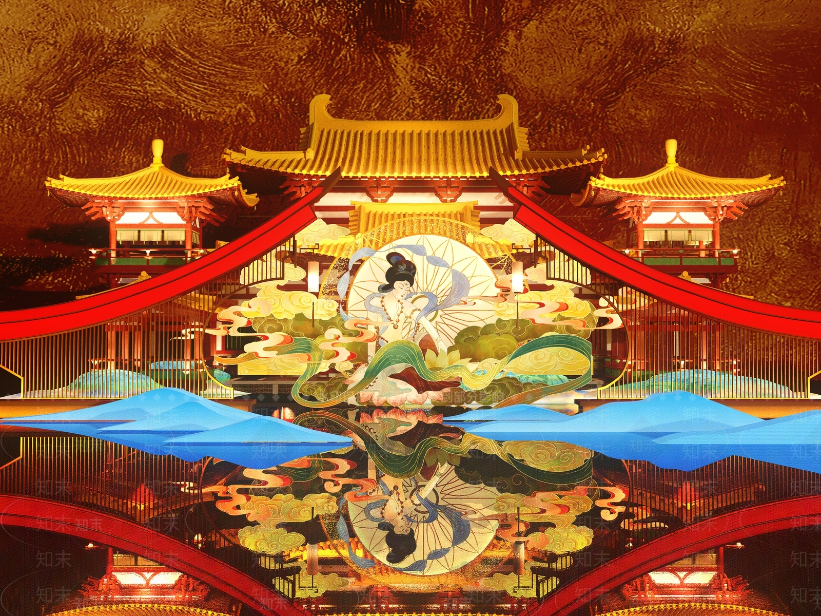 新中式国潮美陈SU模型下载【ID:1158721886】