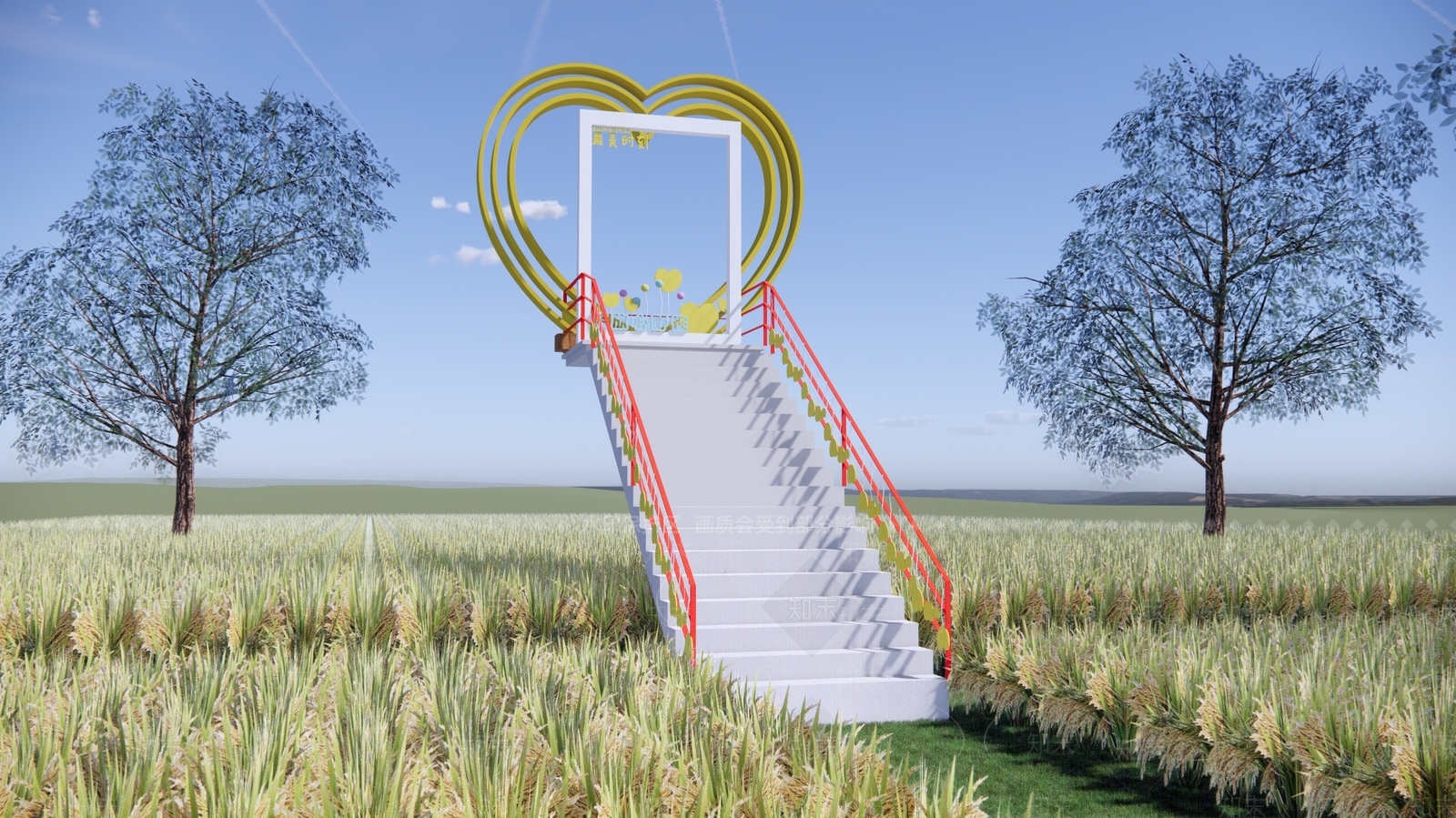 现代楼梯打卡小品SU模型下载【ID:1158722973】