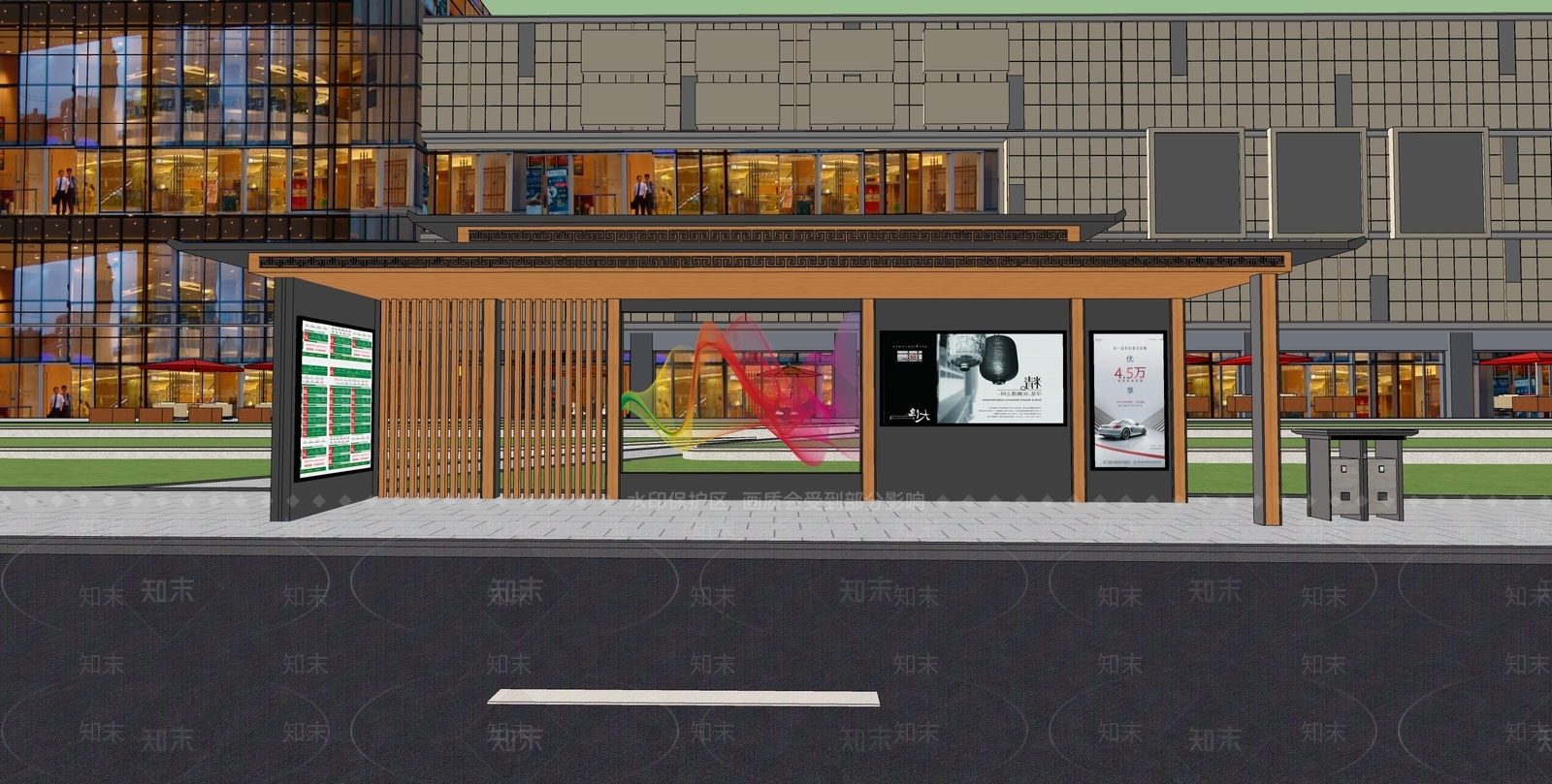新中式户外公交车站SU模型下载【ID:1158723917】