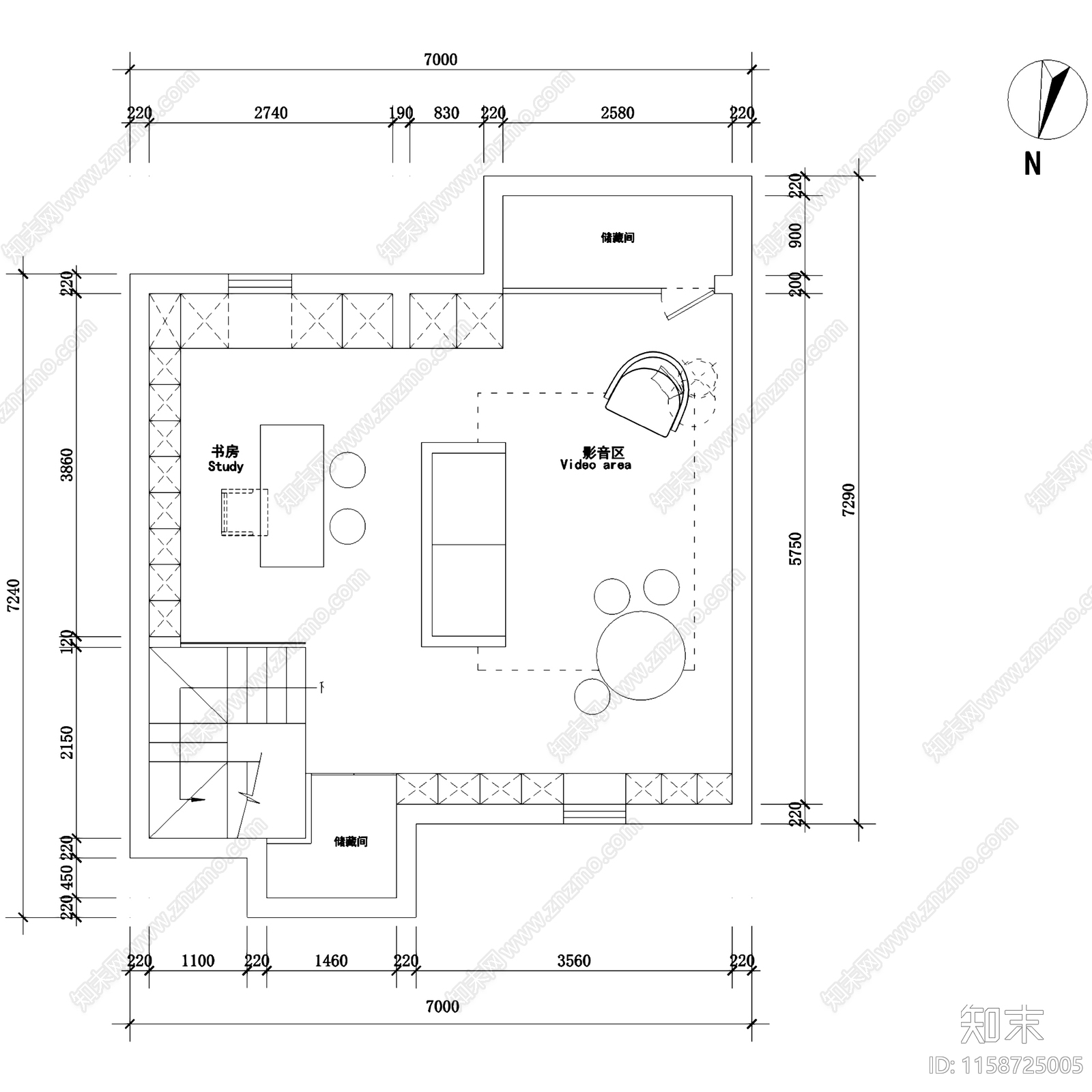 现代轻奢金地都汇阳光嘉苑三层别墅室内家装cad施工图下载【ID:1158725005】