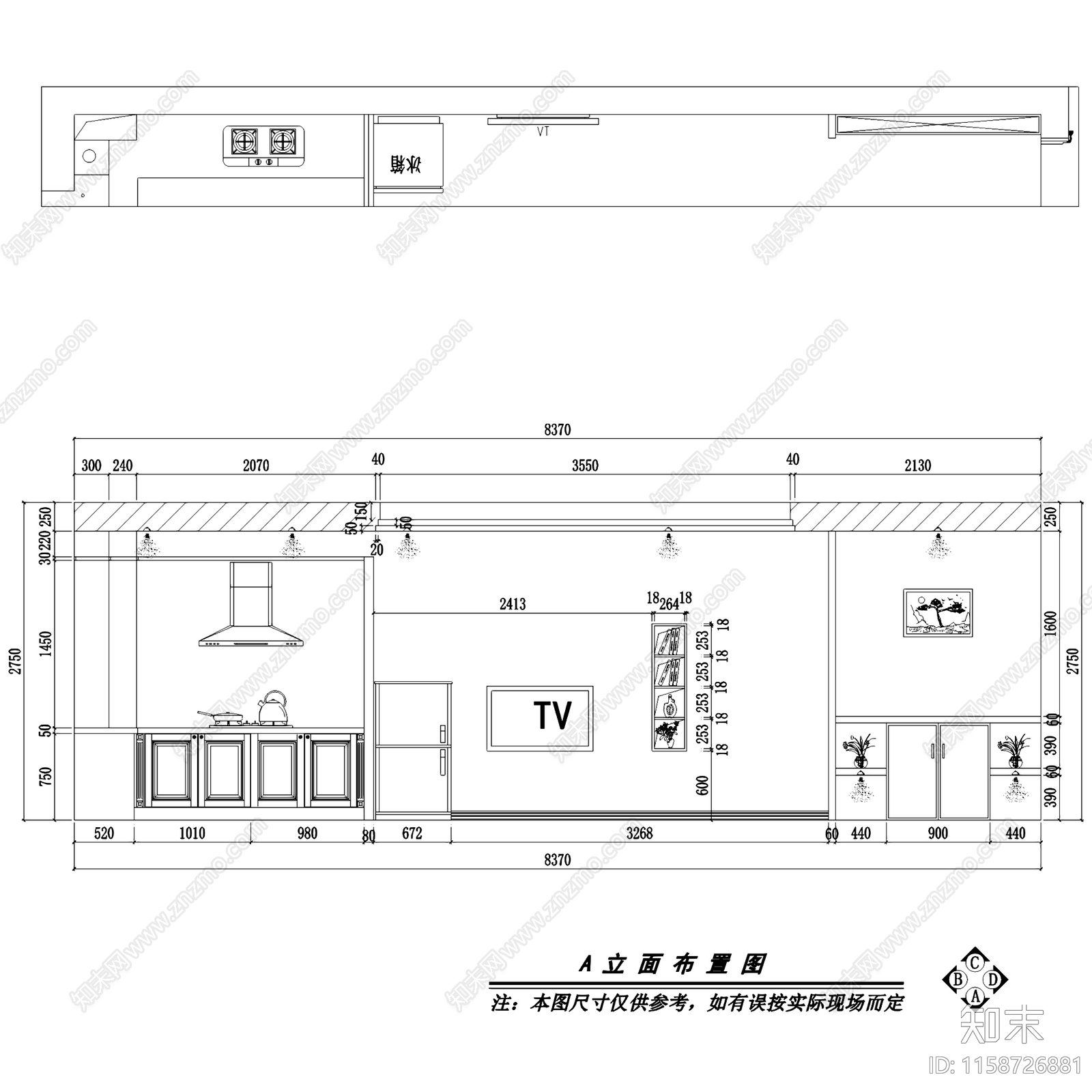 北欧风格公寓一居室室内家装CAcad施工图下载【ID:1158726881】