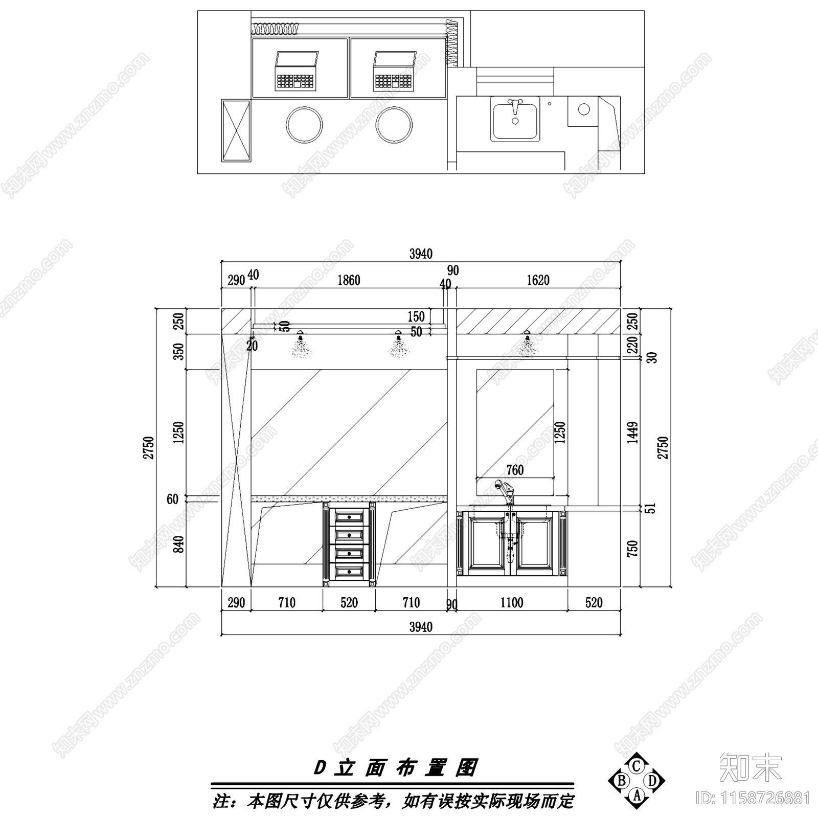 北欧风格公寓一居室室内家装CAcad施工图下载【ID:1158726881】