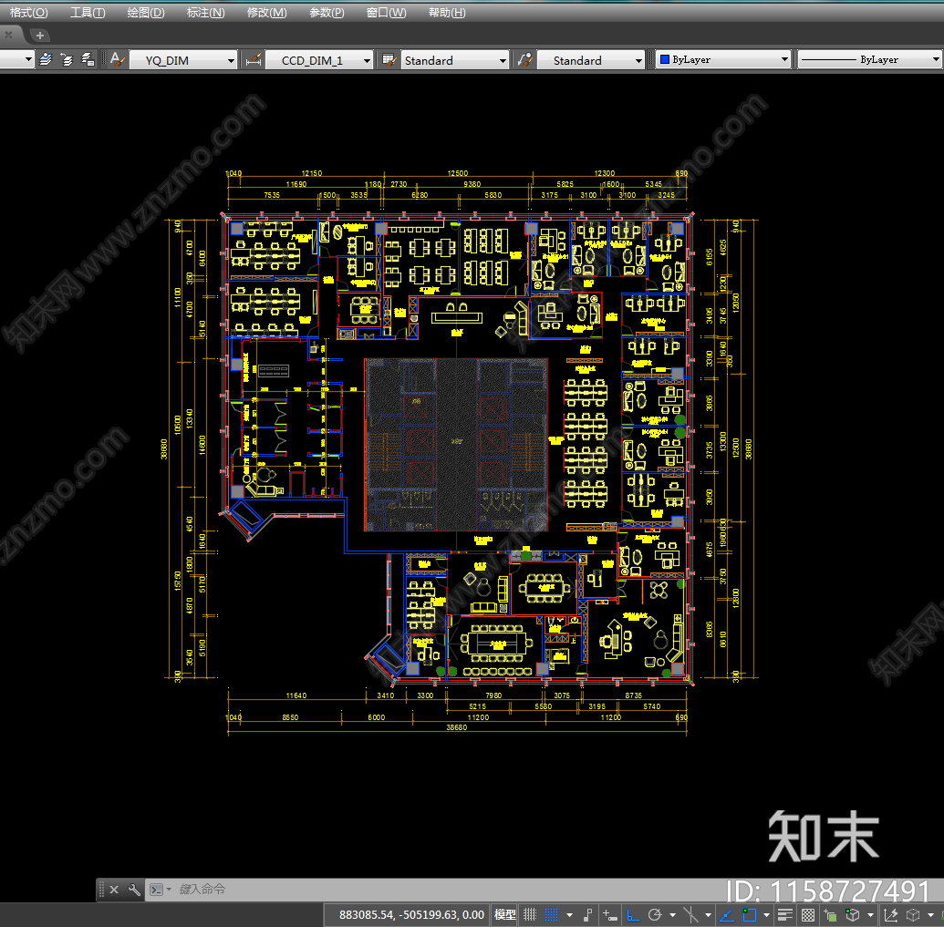 1200平大厦办公室施工图下载【ID:1158727491】