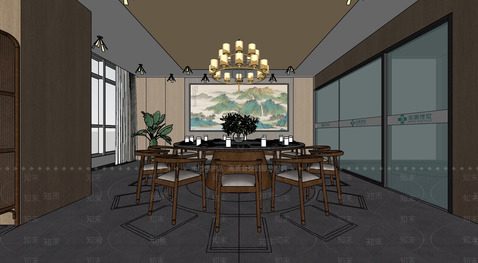 新中式包厢SU模型下载【ID:1158729048】