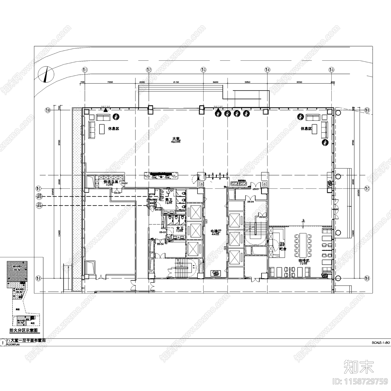 现代招商芯云谷信息技术产业园办公楼室内工装cad施工图下载【ID:1158729759】