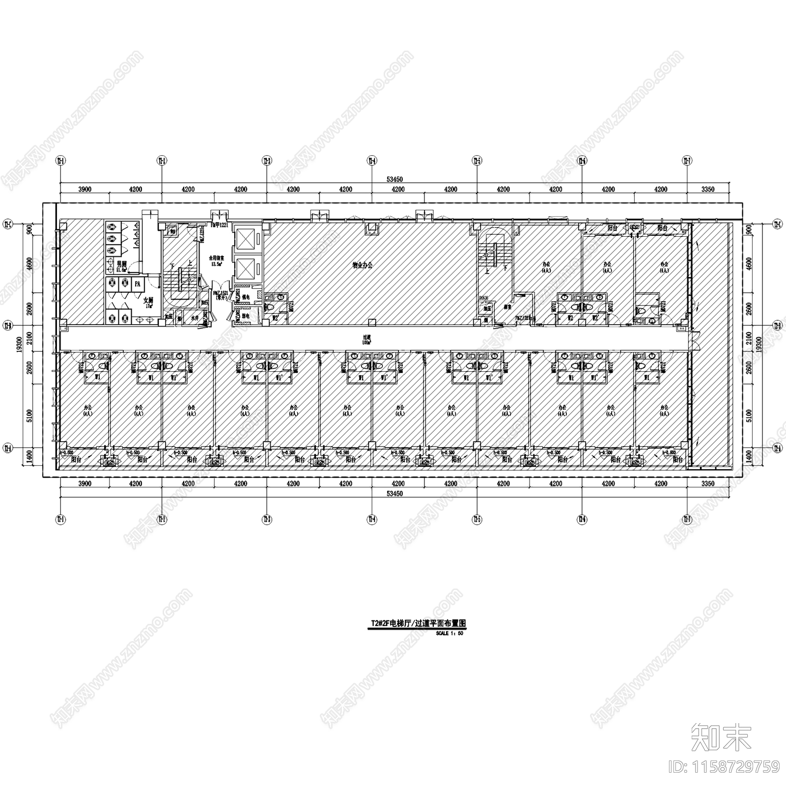 现代招商芯云谷信息技术产业园办公楼室内工装cad施工图下载【ID:1158729759】