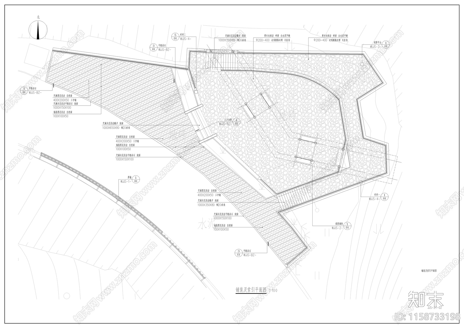 沿海网红观景台大悬挑廊架全cad施工图下载【ID:1158733198】