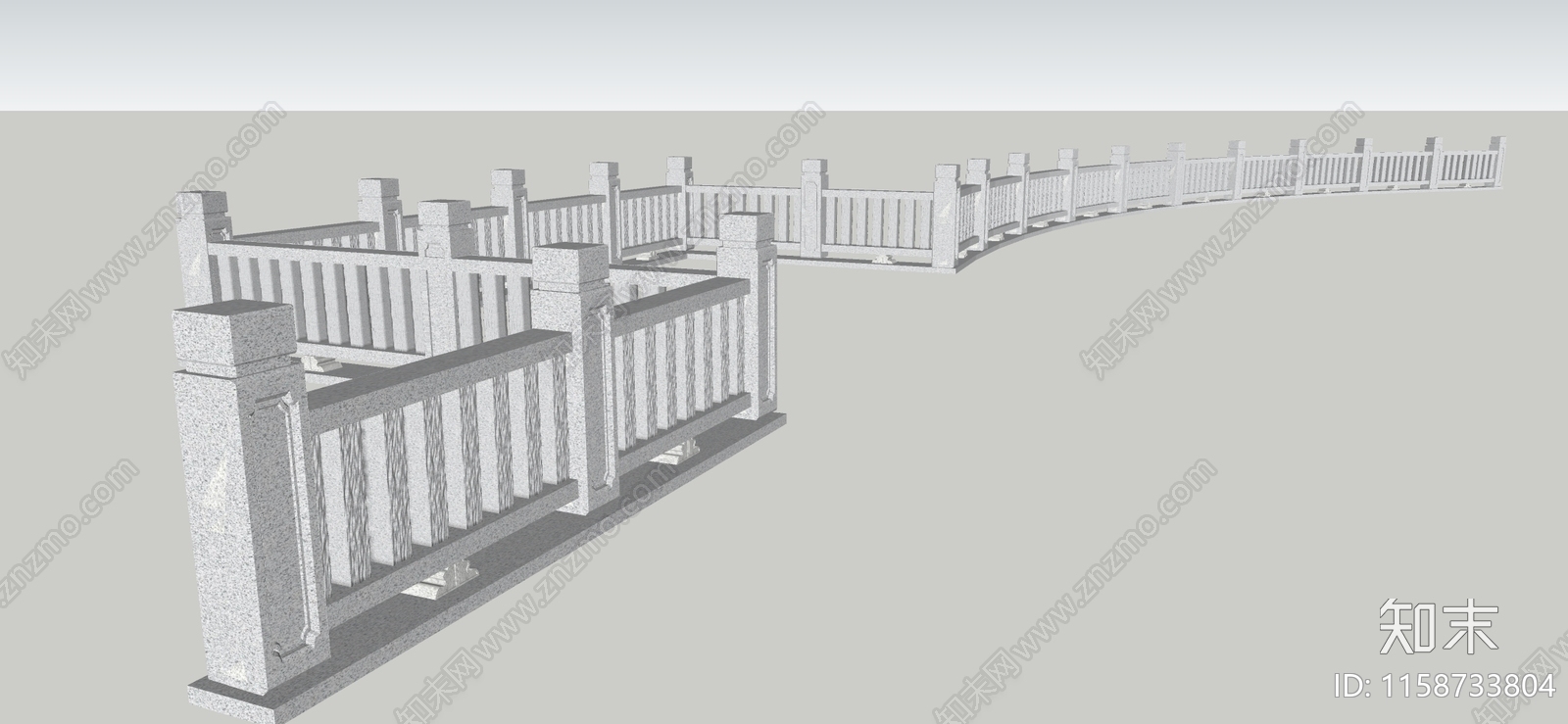 中式围栏护栏SU模型下载【ID:1158733804】