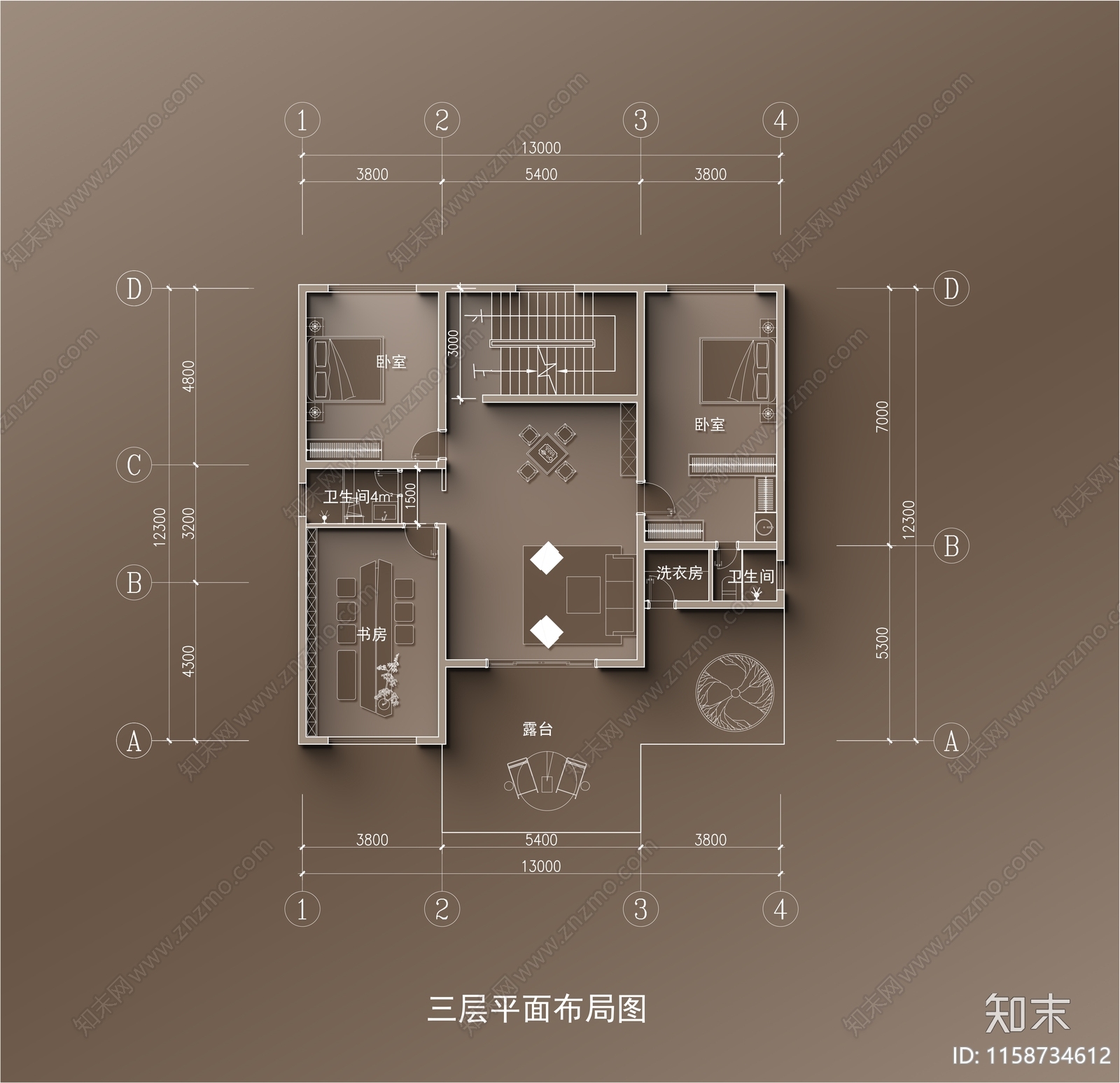 14×12三层自建房平面布置图施工图下载【ID:1158734612】