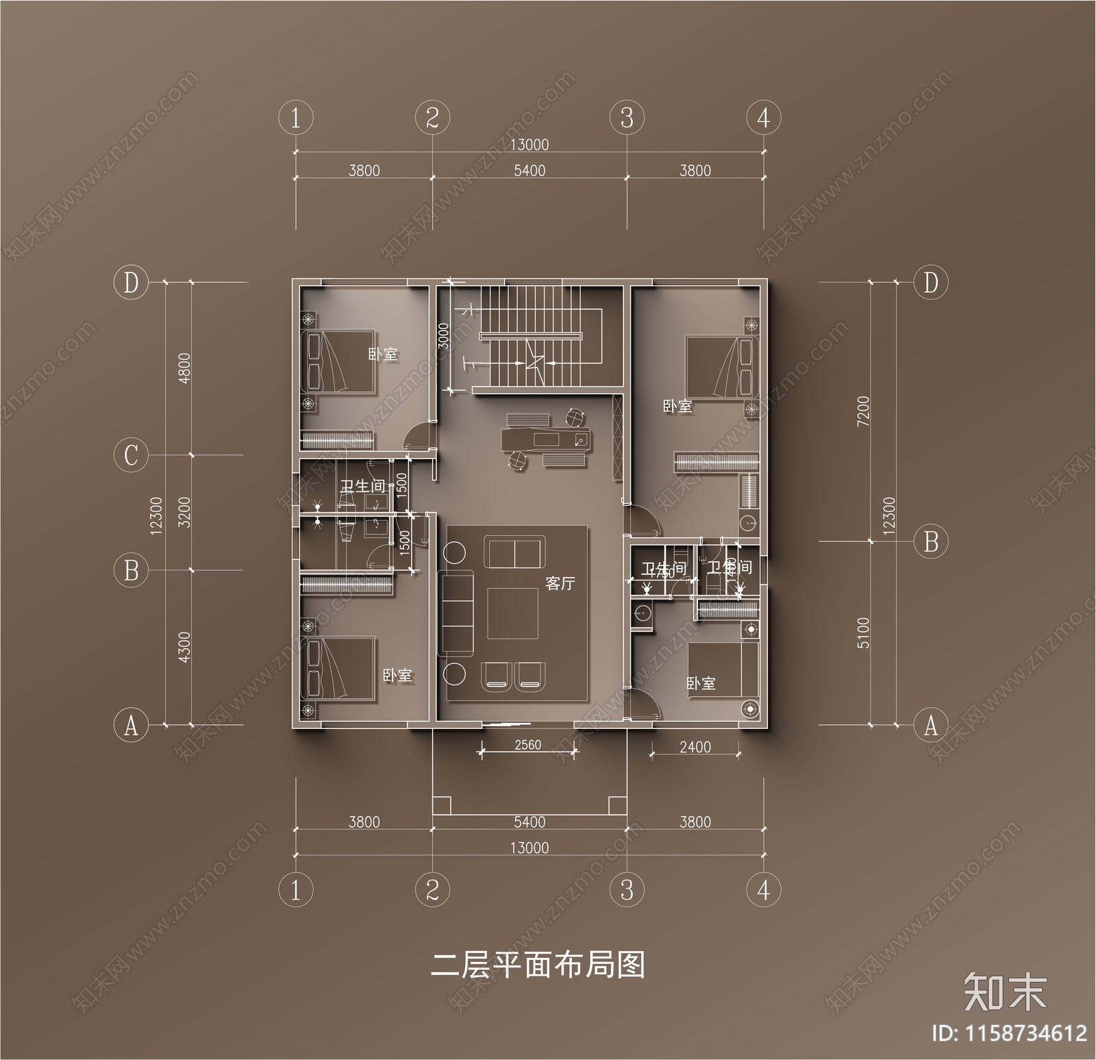 14×12三层自建房平面布置图施工图下载【ID:1158734612】