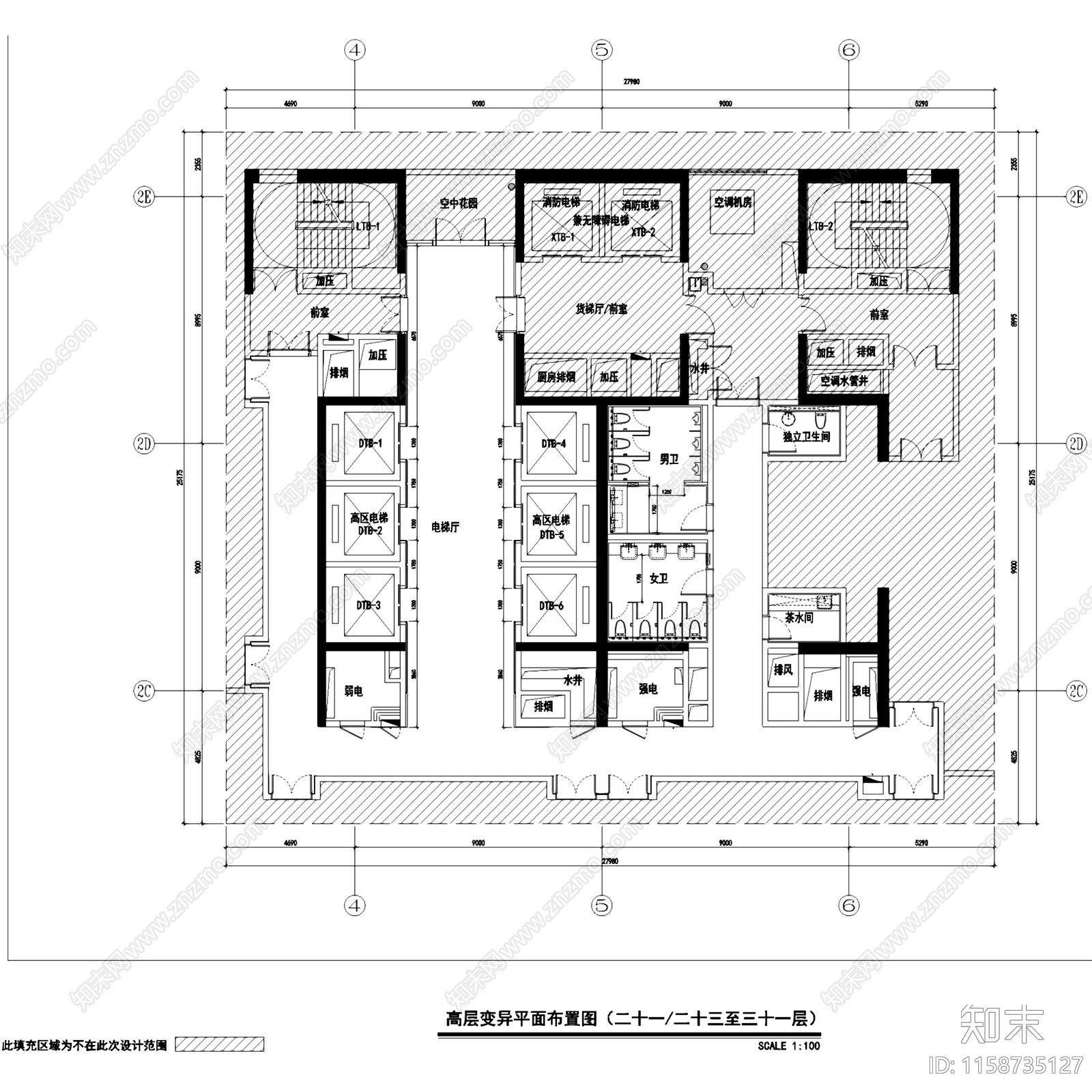 现代简约粤海湾区中心办公楼AB栋公区室内工装cad施工图下载【ID:1158735127】