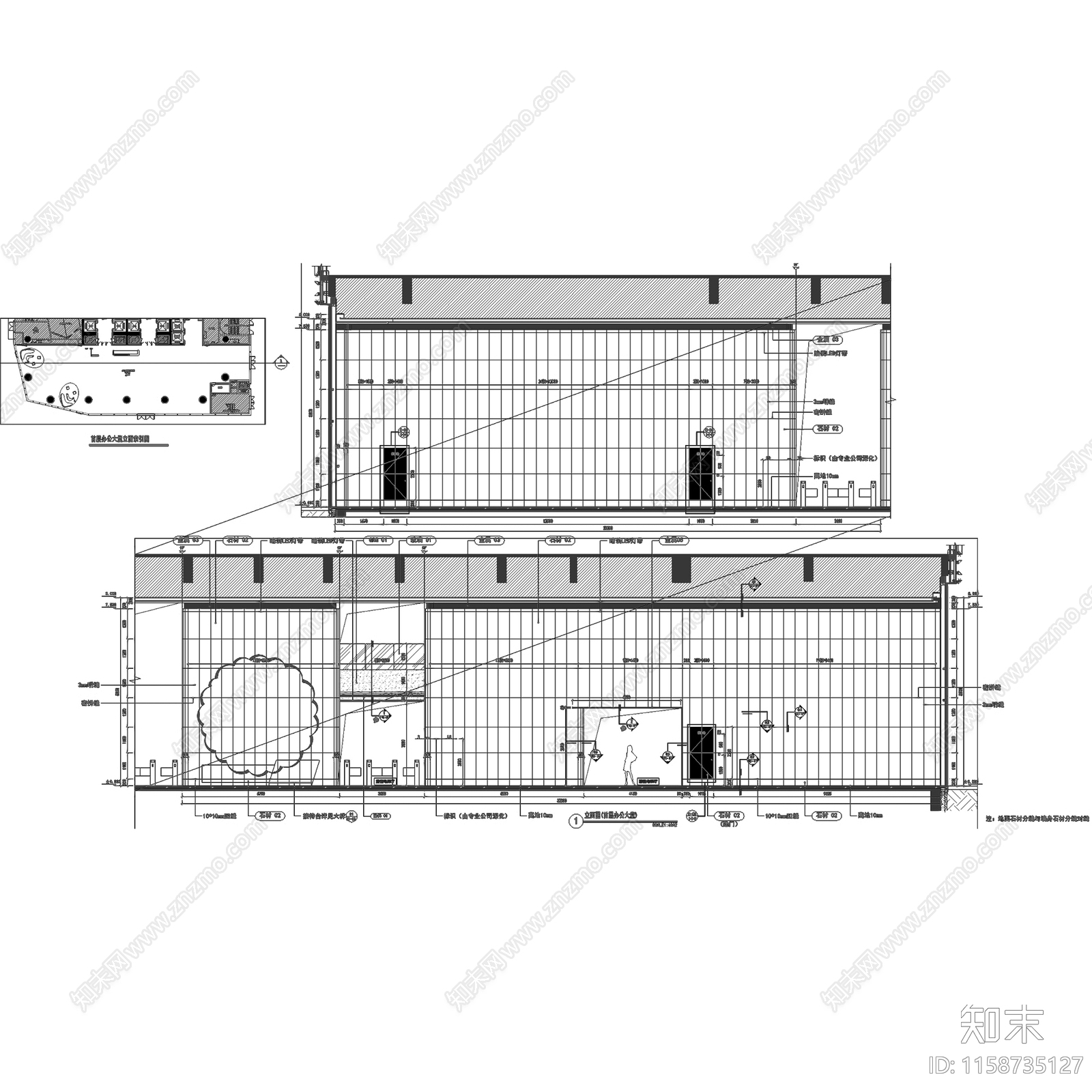 现代简约粤海湾区中心办公楼AB栋公区室内工装cad施工图下载【ID:1158735127】