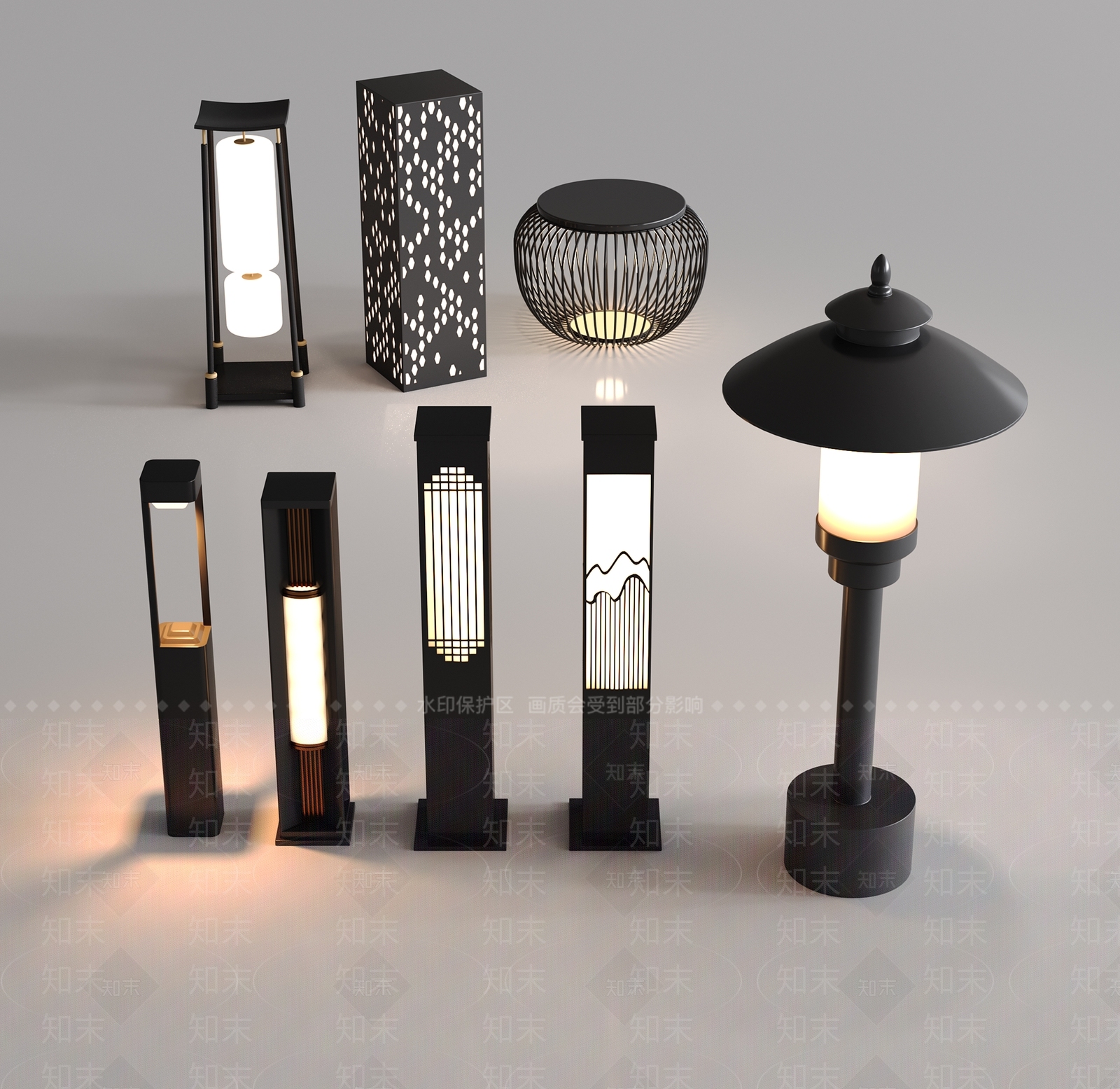 现代户外灯SU模型下载【ID:1158737984】