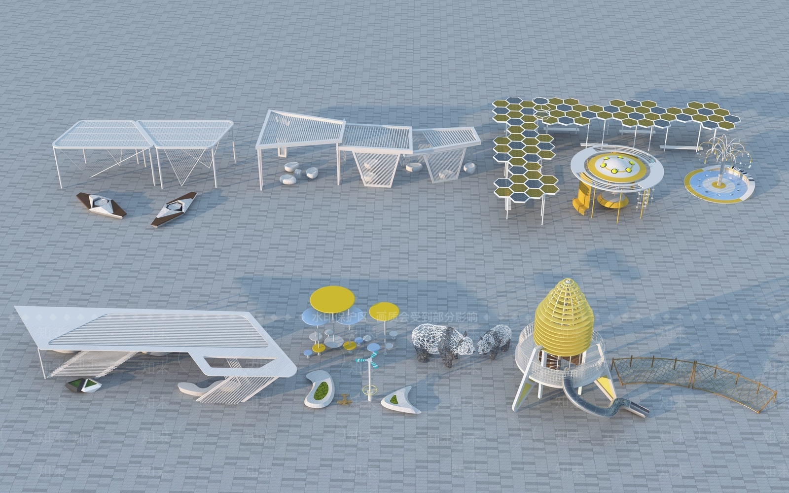 现代公园景观小品3D模型下载【ID:1158738866】