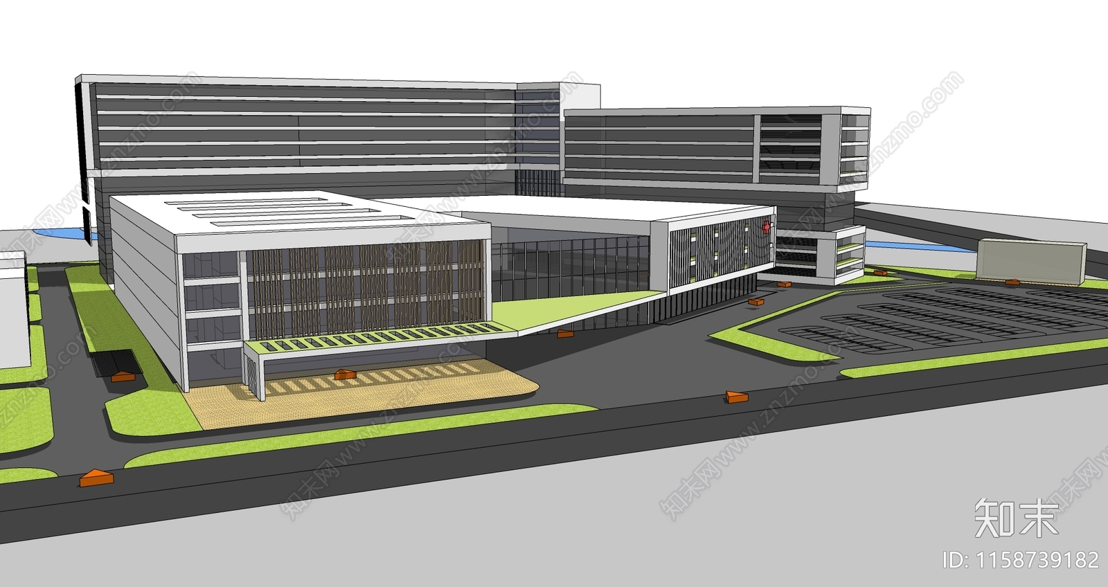 现代医院建筑SU模型下载【ID:1158739182】