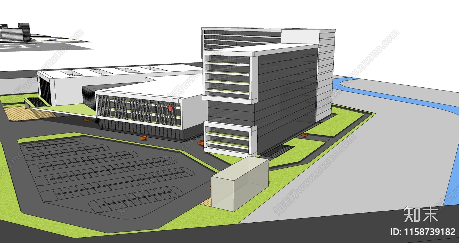 现代医院建筑SU模型下载【ID:1158739182】