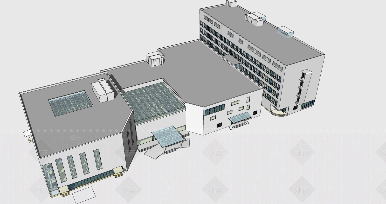现代医院建筑SU模型下载【ID:1158740476】