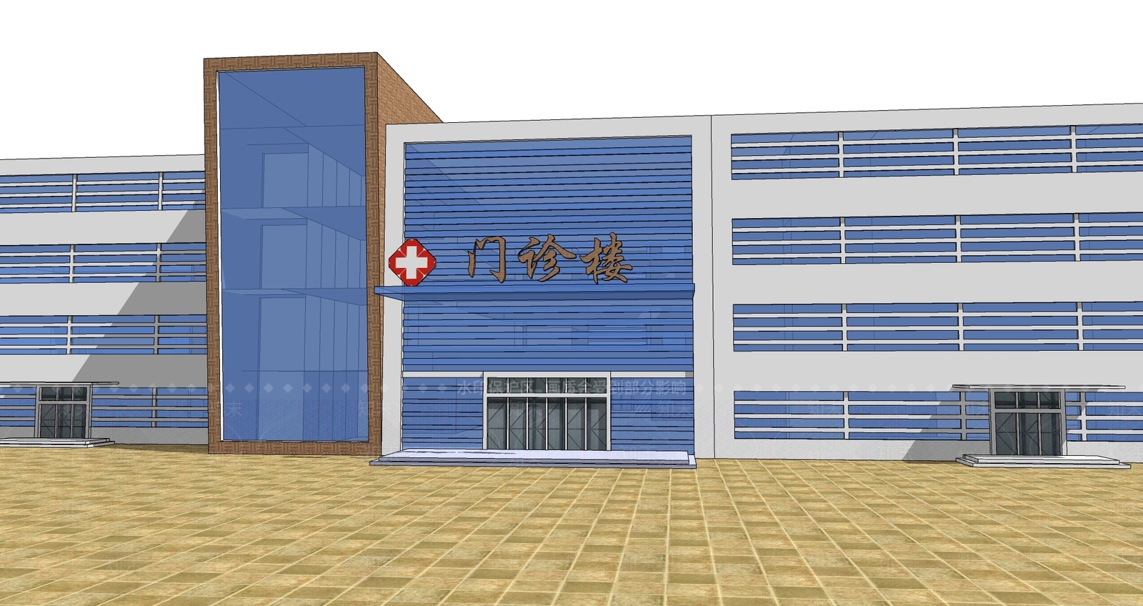 现代医院建筑SU模型下载【ID:1158740439】
