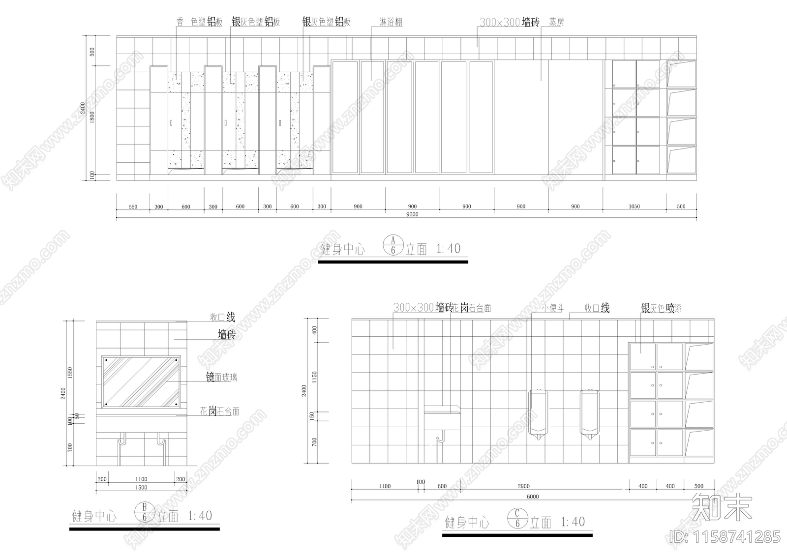 630㎡健身房cad施工图下载【ID:1158741285】