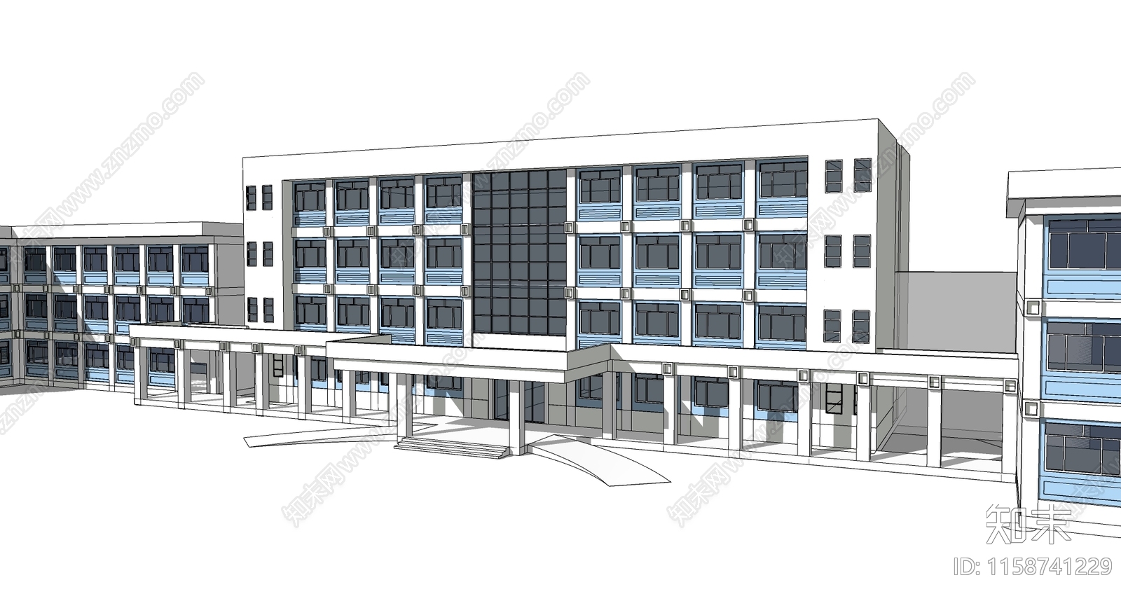 现代医院建筑SU模型下载【ID:1158741229】