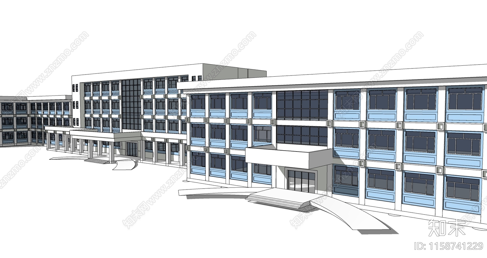 现代医院建筑SU模型下载【ID:1158741229】