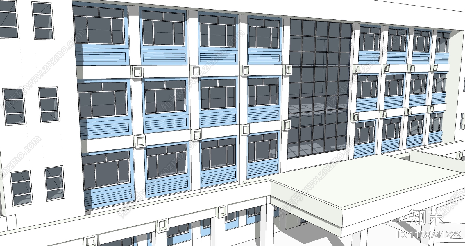 现代医院建筑SU模型下载【ID:1158741229】