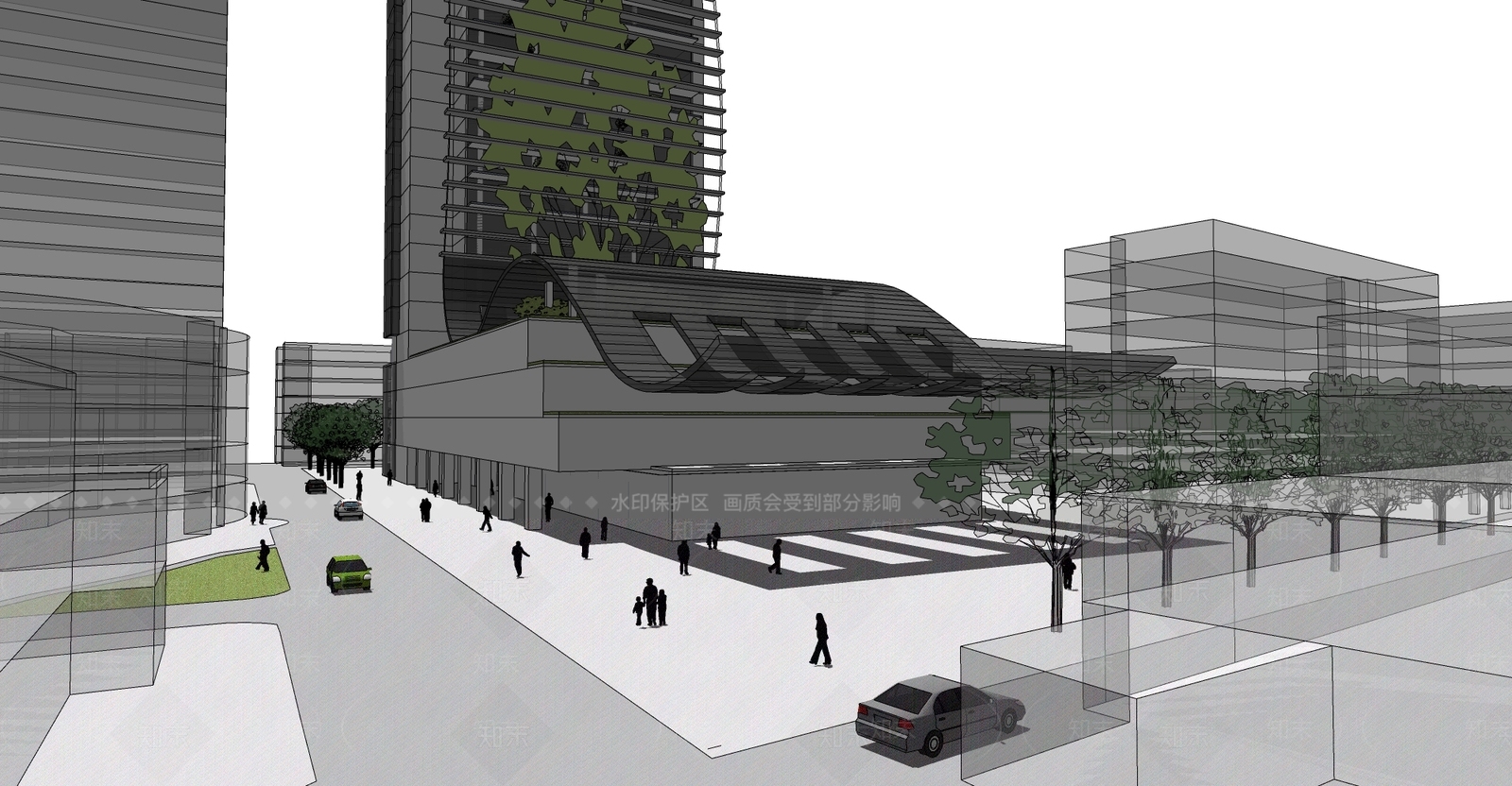 现代医院建筑SU模型下载【ID:1158741469】