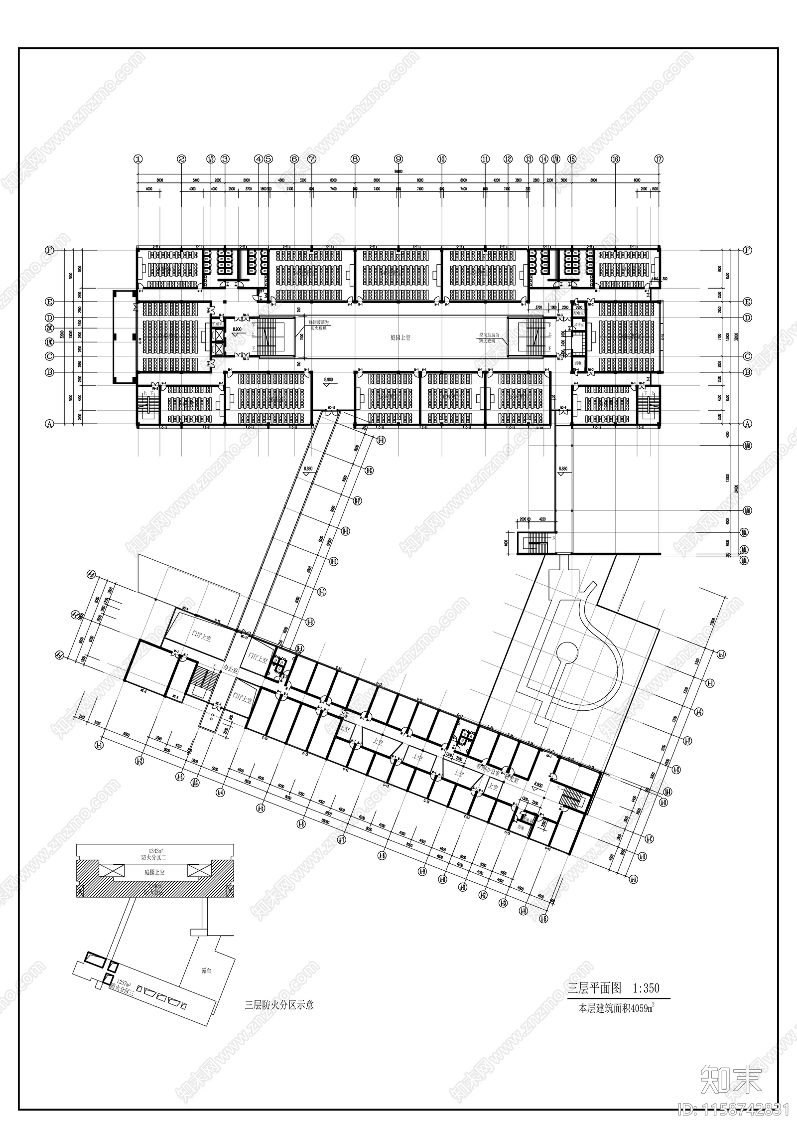 农业大学人文馆社科楼建筑平面图施工图下载【ID:1158742831】