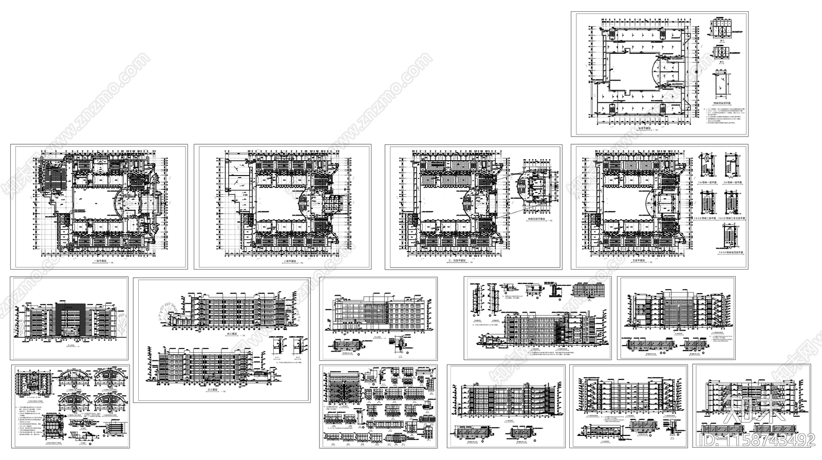 北方教学楼建筑cad施工图下载【ID:1158743492】