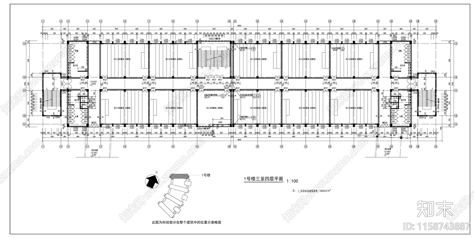 某技术学院教学cad施工图下载【ID:1158743887】