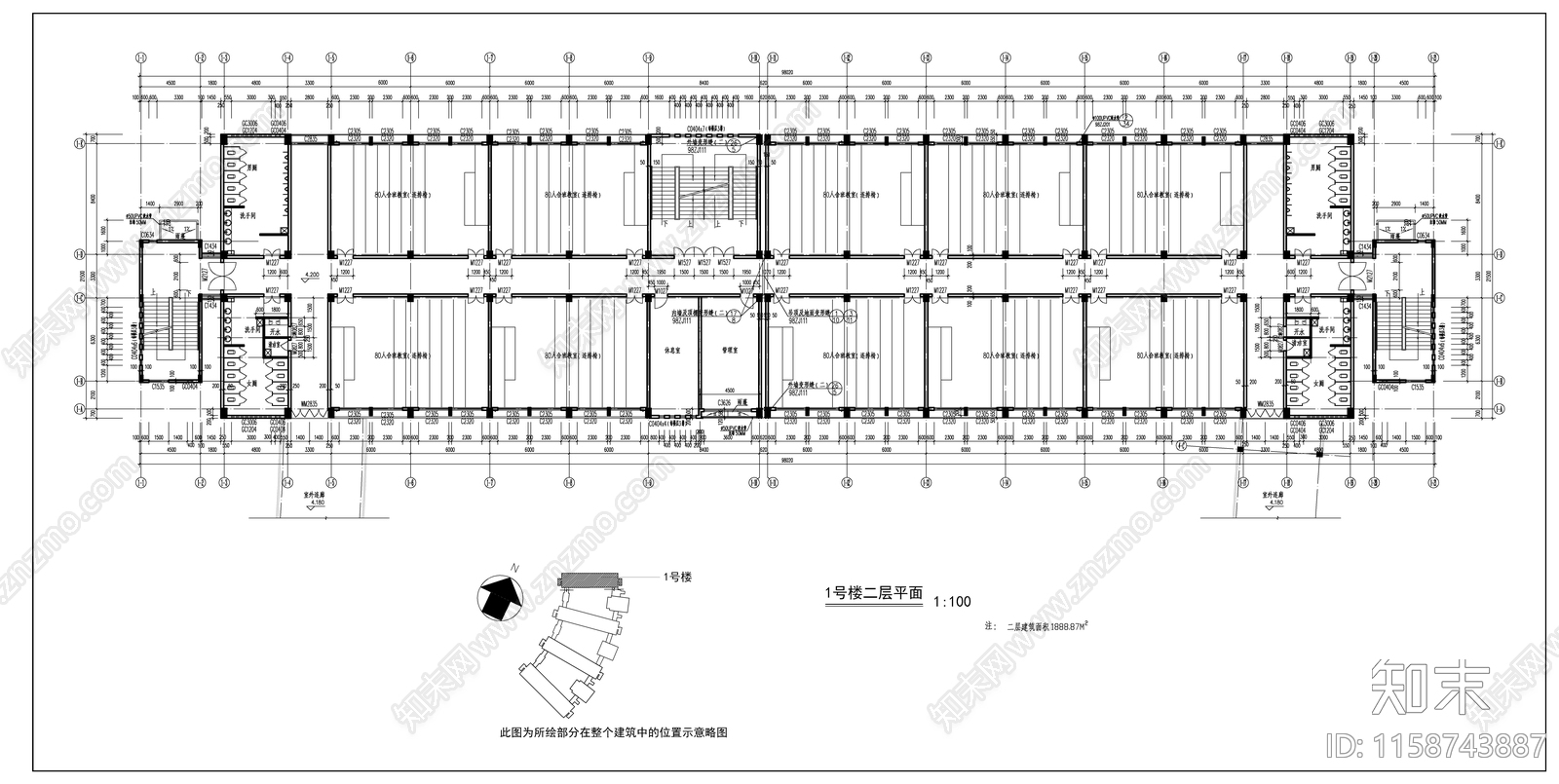 某技术学院教学cad施工图下载【ID:1158743887】