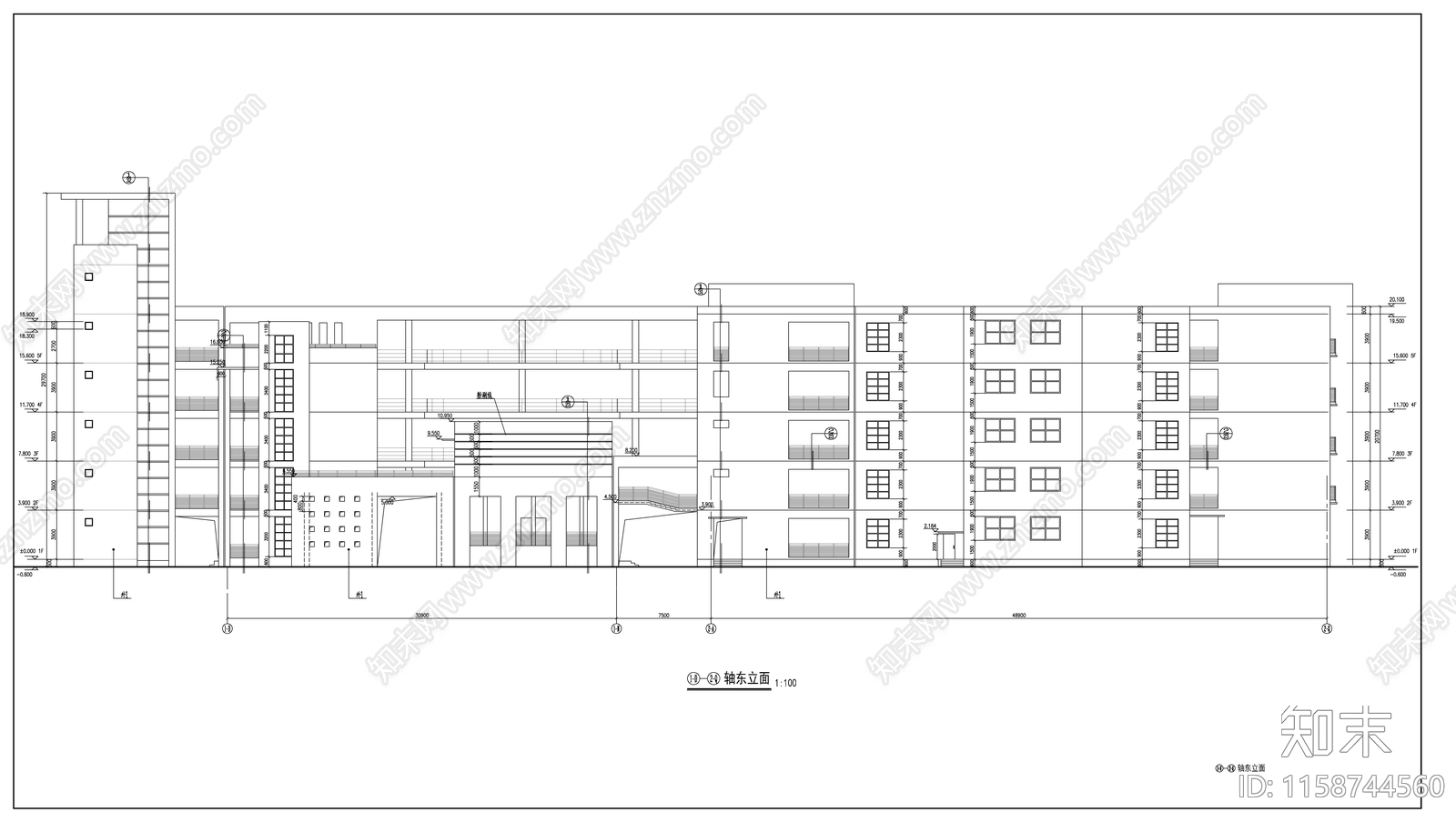 某回字形现代教学楼建筑cad施工图下载【ID:1158744560】