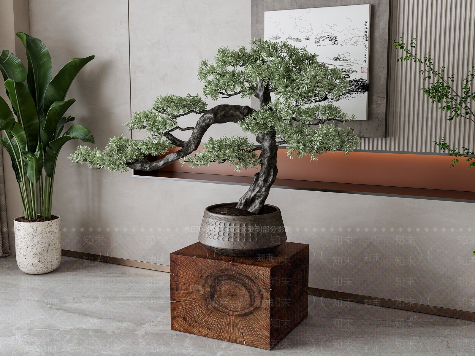 松树绿植盆栽SU模型下载【ID:1158744579】