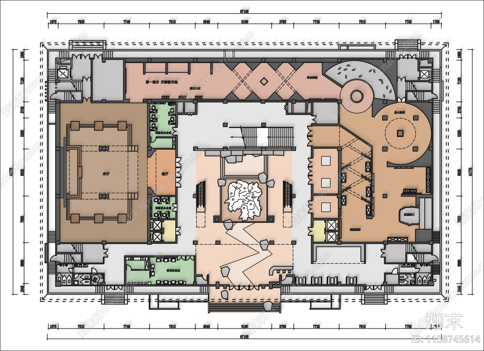 湖南党史陈列馆平面图施工图下载【ID:1158745614】
