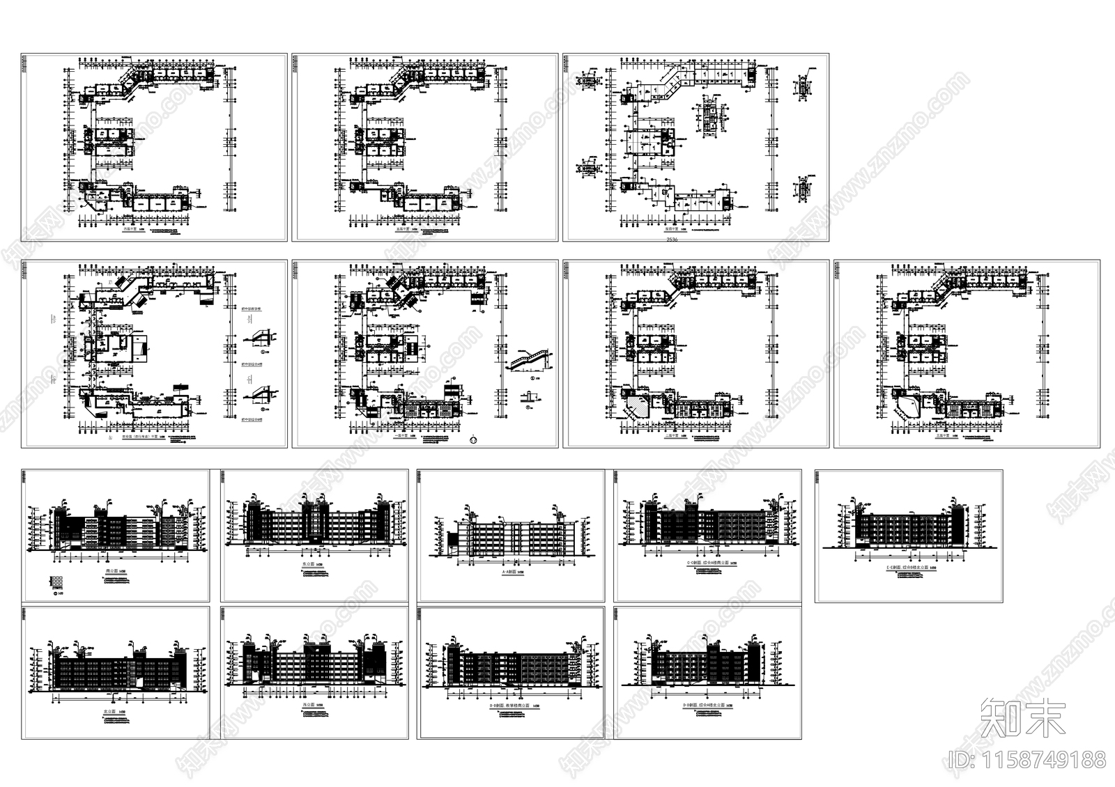 某中学教学楼综合楼建筑图cad施工图下载【ID:1158749188】