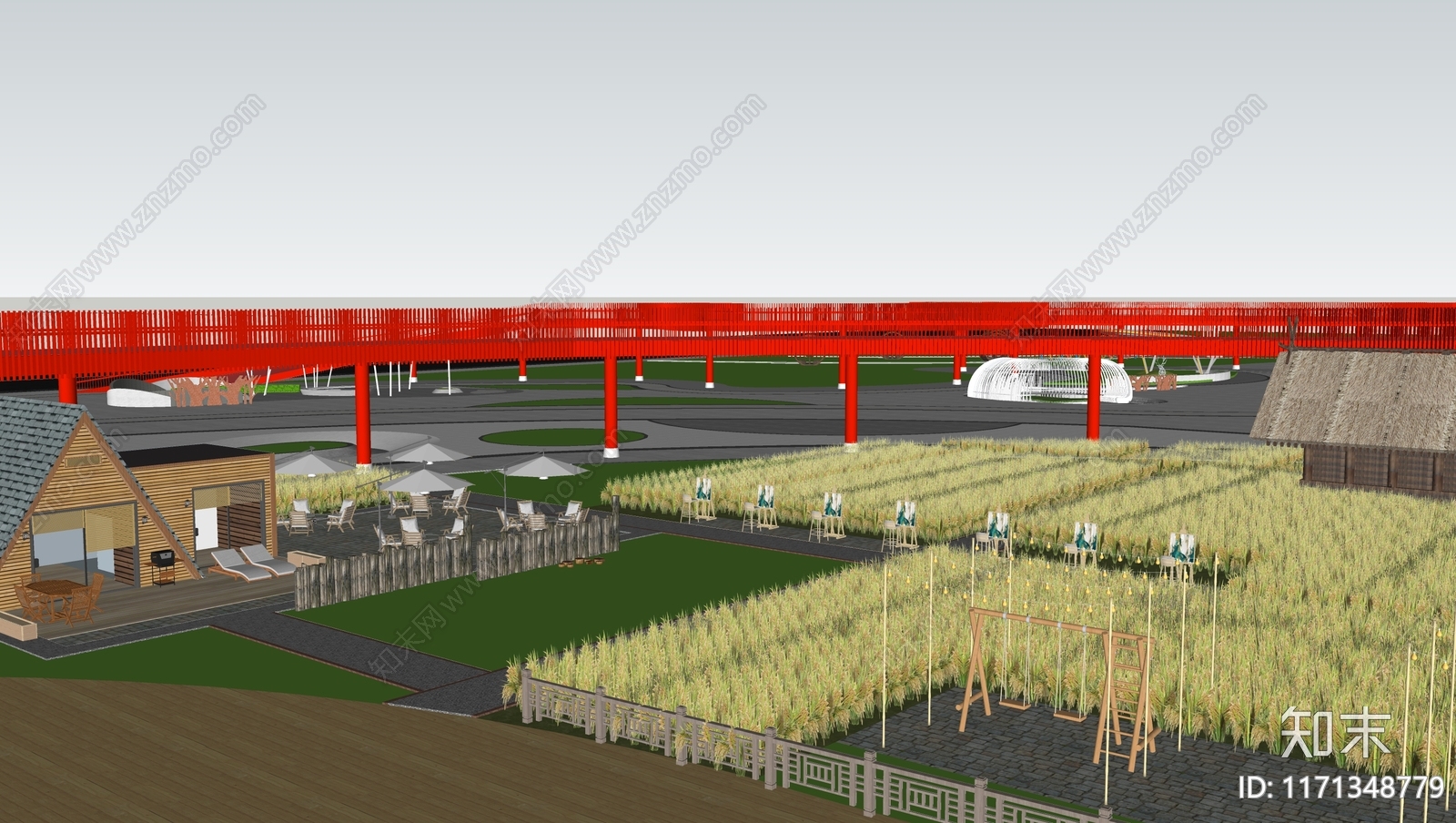 乡村公园SU模型下载【ID:1171348779】